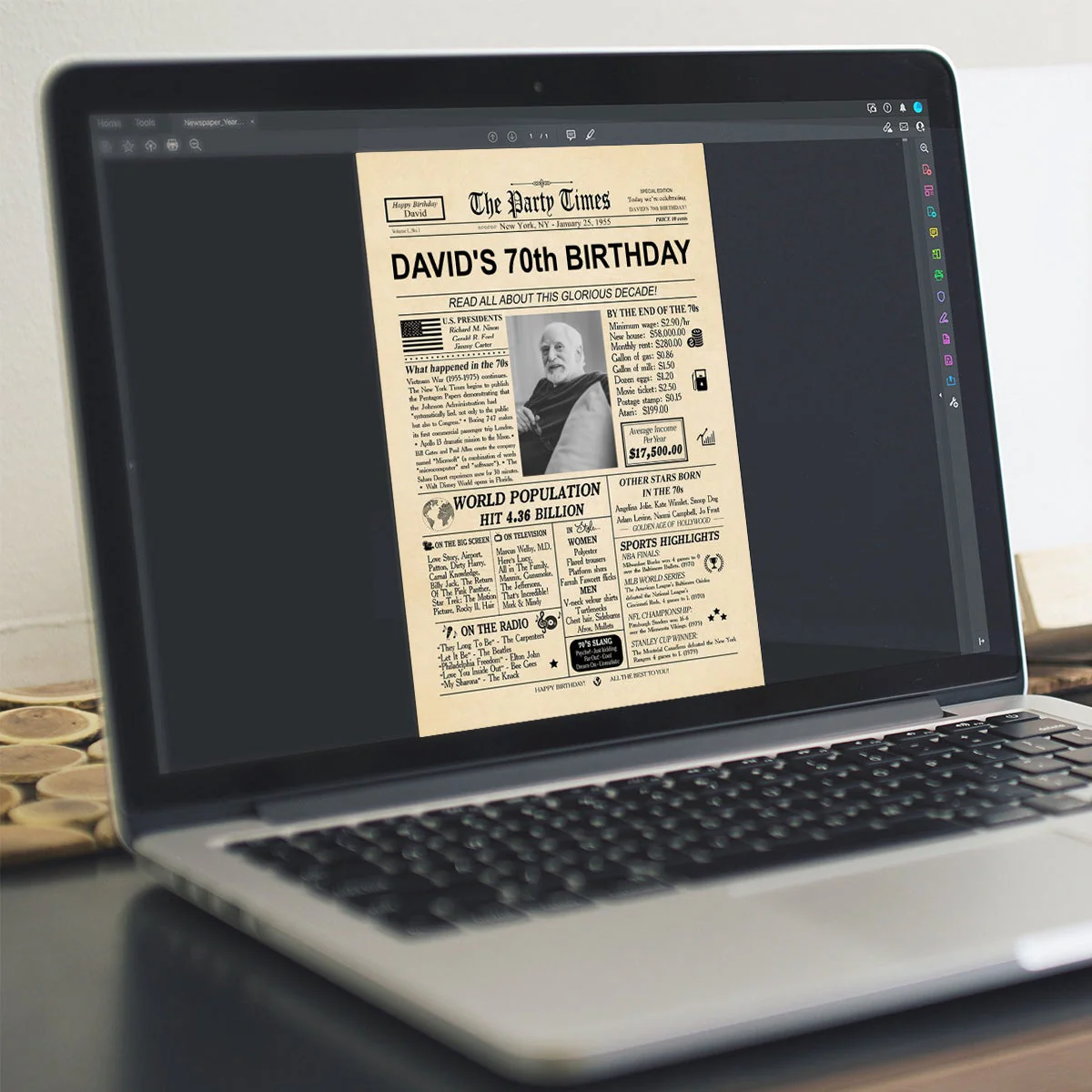 Happy Birthday! - Personalized Photo 40th 50th 60th 70th Birthday Newspaper Poster - Image 3