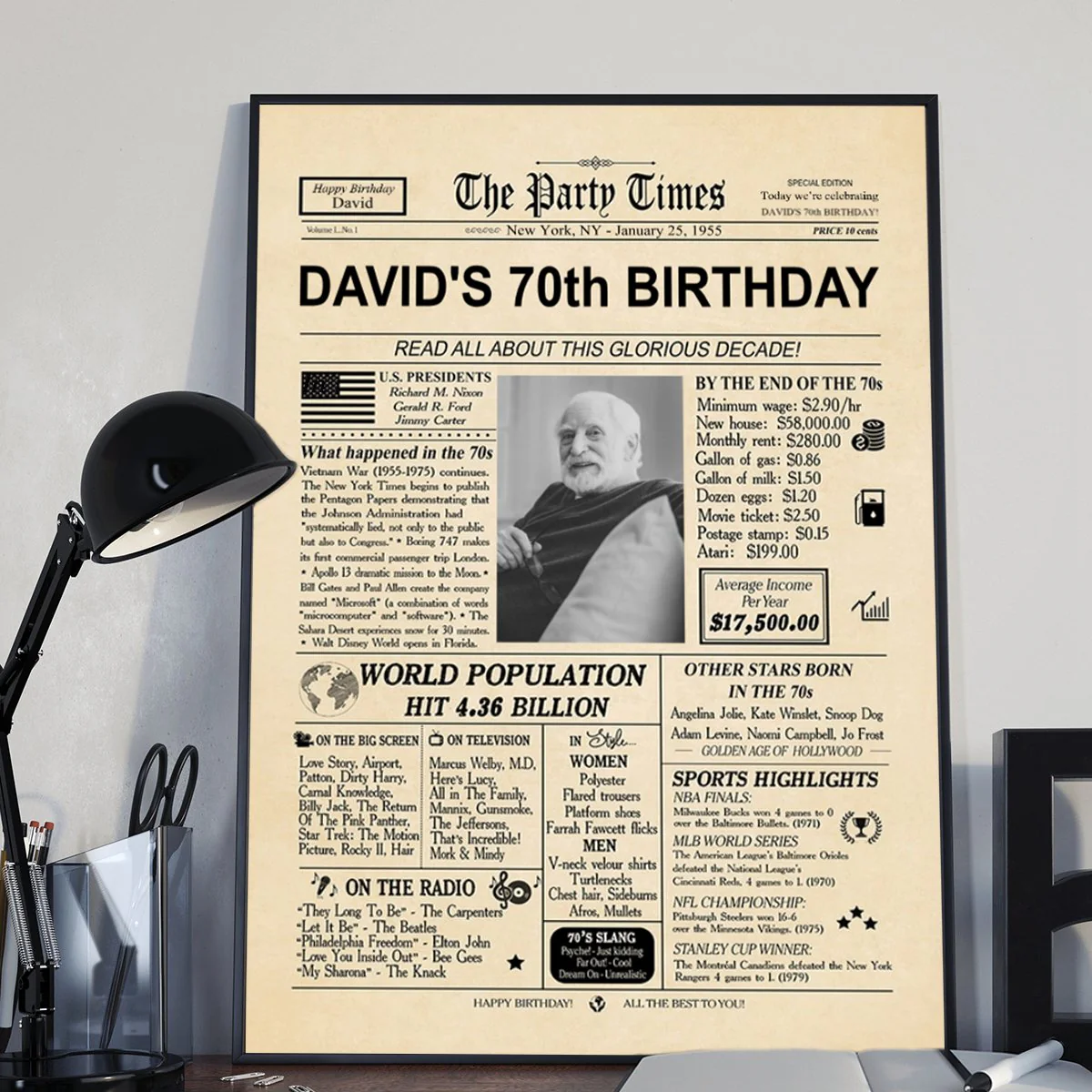 Happy Birthday! - Personalized Photo 40th 50th 60th 70th Birthday Newspaper Poster - Image 4