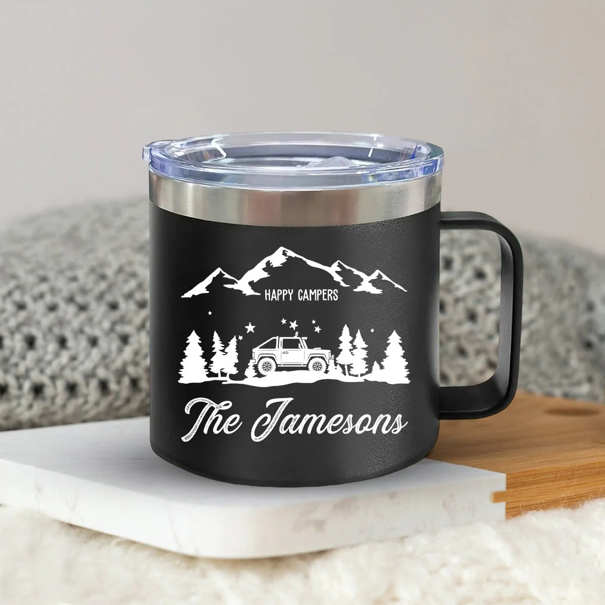 Happy Campers - Gift For Camping Lovers - Personalized 14oz Stainless Steel Tumbler With Handle - Image 10