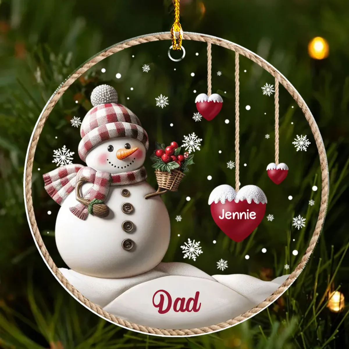 Happy Christmas Snowman Grandma - Personalized Acrylic Ornament - Image 3