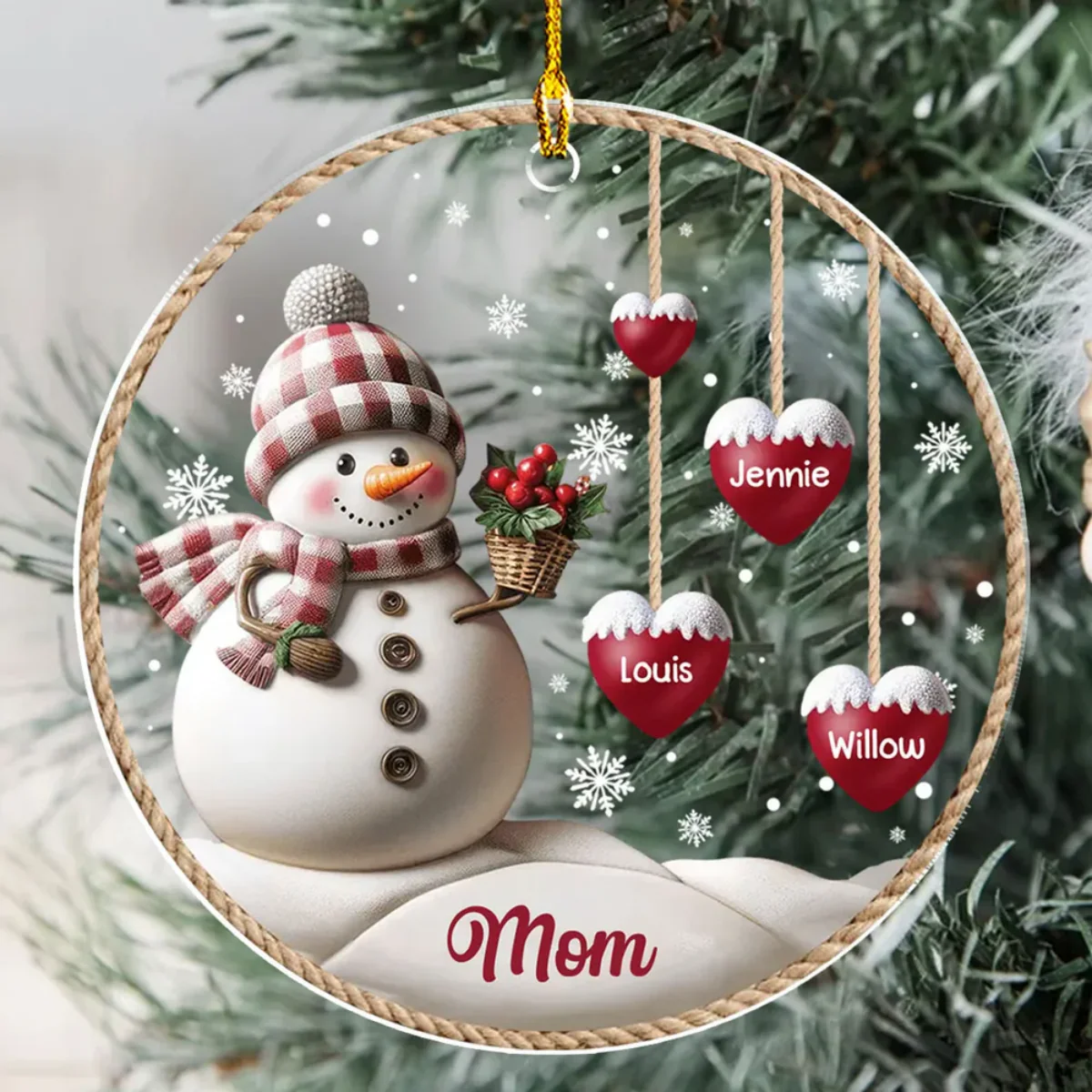 Happy Christmas Snowman Grandma - Personalized Acrylic Ornament - Image 4