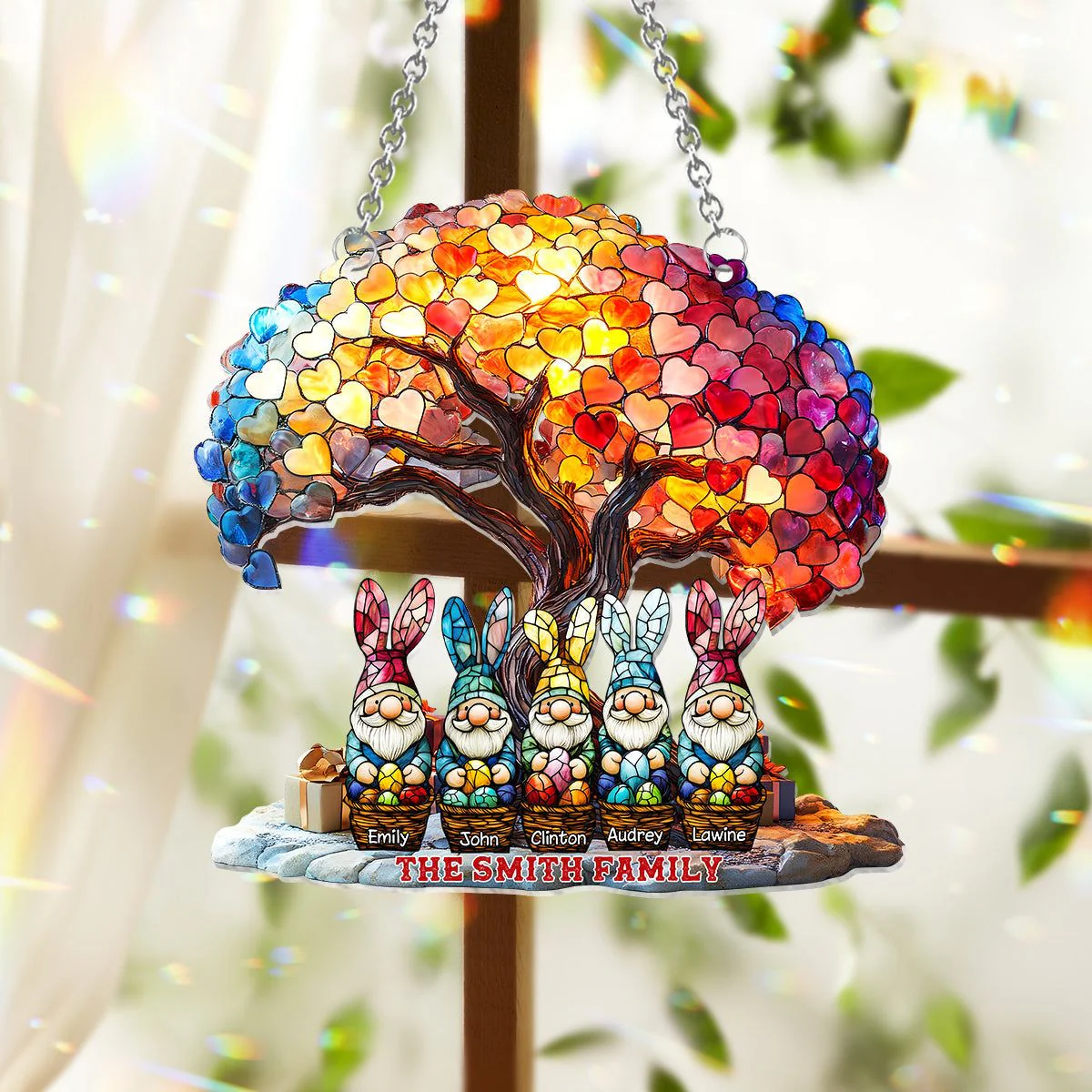 Happy Easter Personalized Family Window Hanging Suncatcher Ornament - Image 2