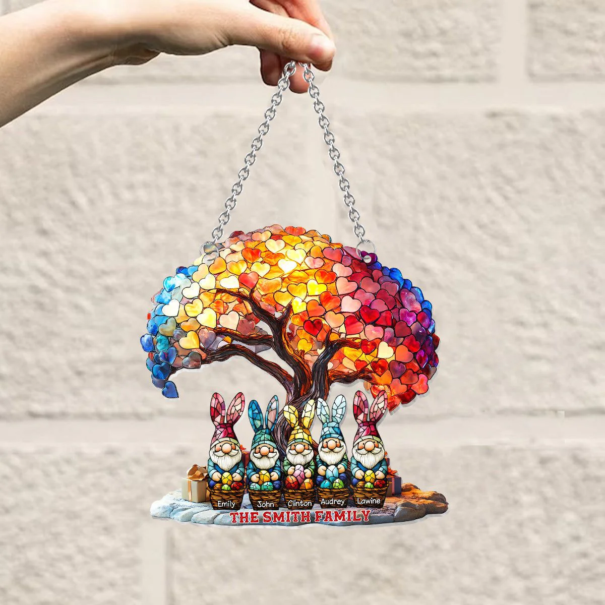 Happy Easter Personalized Family Window Hanging Suncatcher Ornament - Image 3