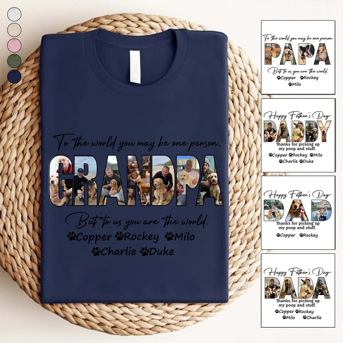 Happy Father's Day Dog Dad Personalized Custom Photo T shirt Gift For Pet Lovers - Image 2