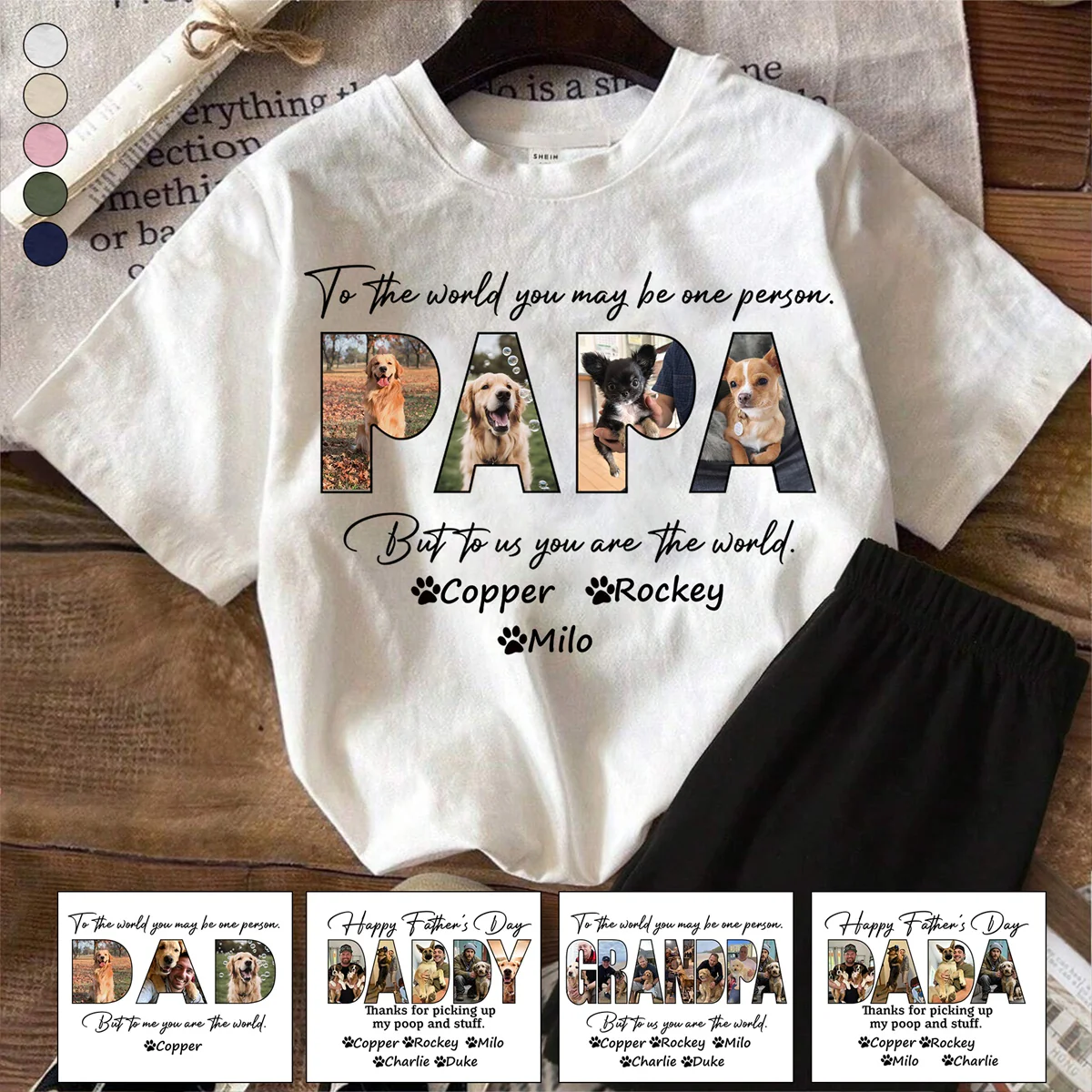 Happy Father's Day Dog Dad Personalized Custom Photo T shirt Gift For Pet Lovers - Image 4