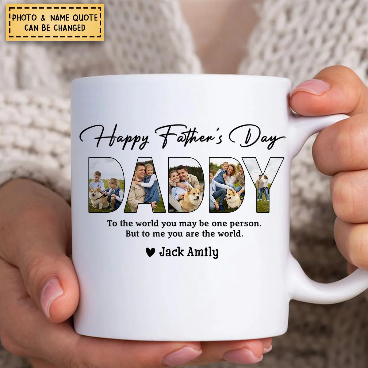 Happy Father's Day Personalized Family Picture Mug - Image 2