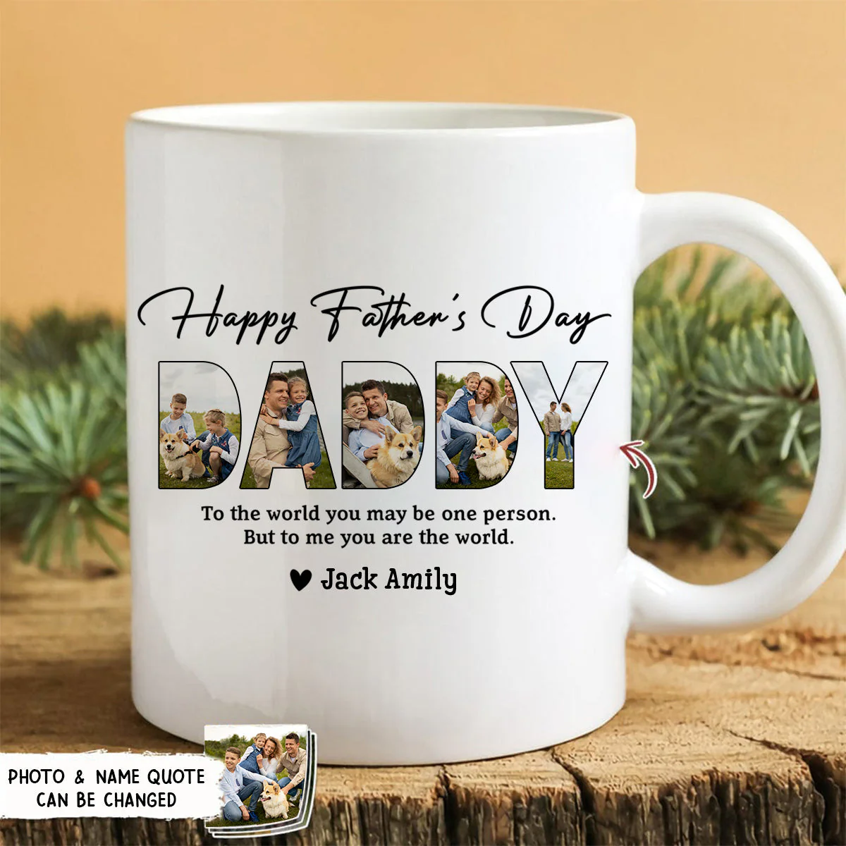 Happy Father's Day Personalized Family Picture Mug - Image 3