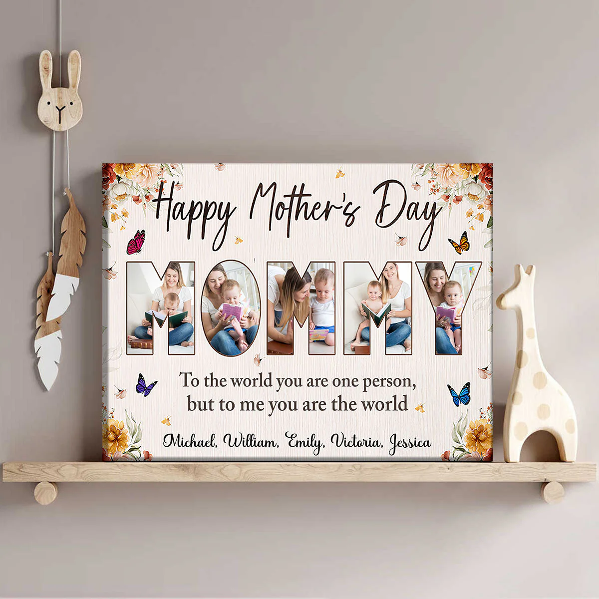 Happy Mother’s Day - To me you are the world - Personalized Photo Canvas Poster - Image 4