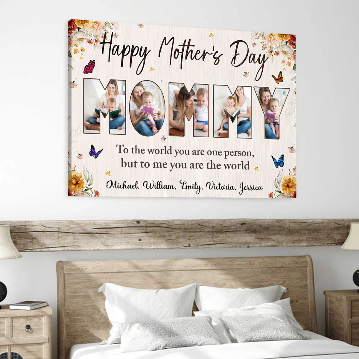 Happy Mother’s Day - To me you are the world - Personalized Photo Canvas Poster - Image 6
