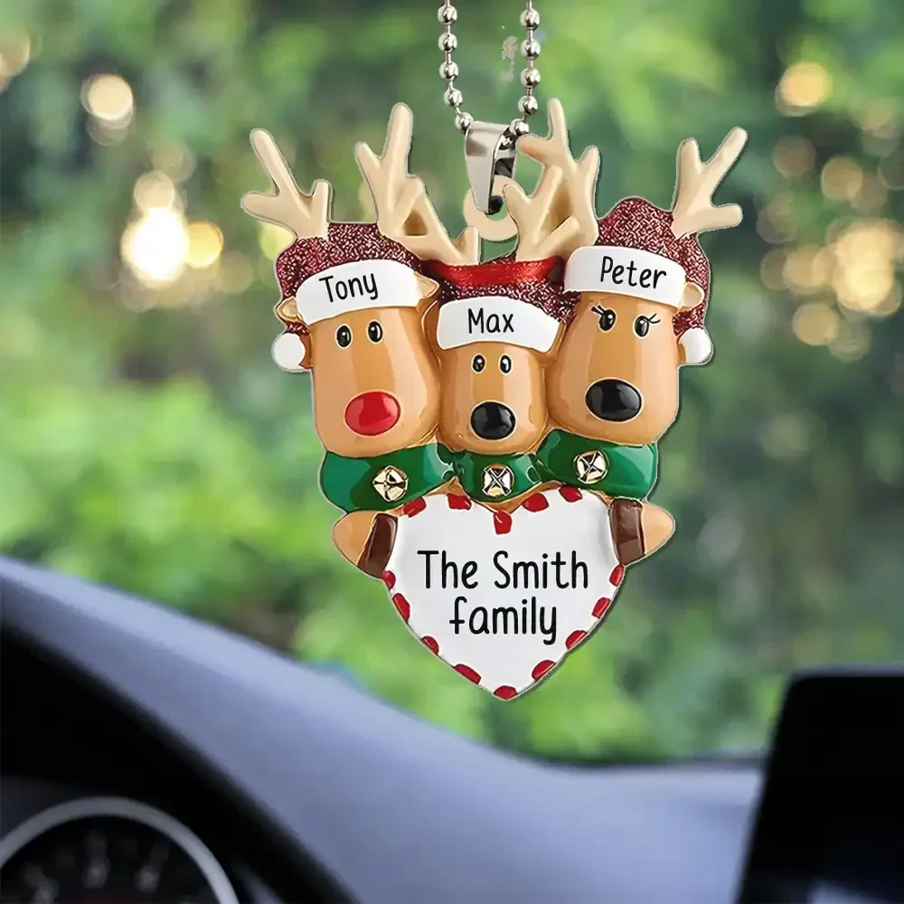 Happy Reindeer Family Personalized Christmas Acrylic Ornament - Image 7