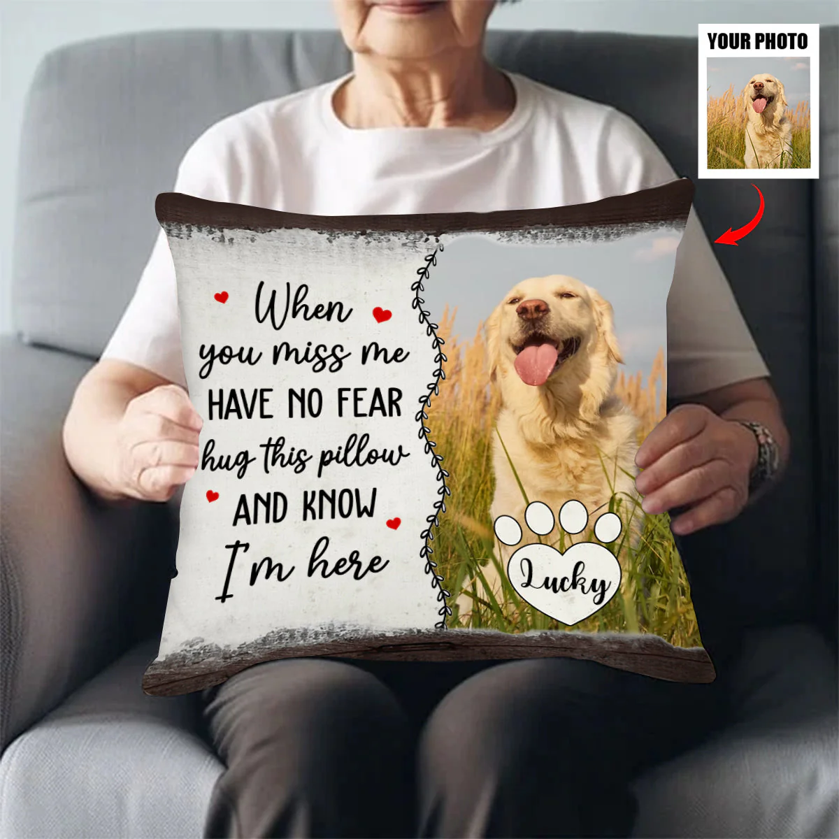 Have No Fear Hug This Pillow -Personalized Memorial Pillow - Image 4