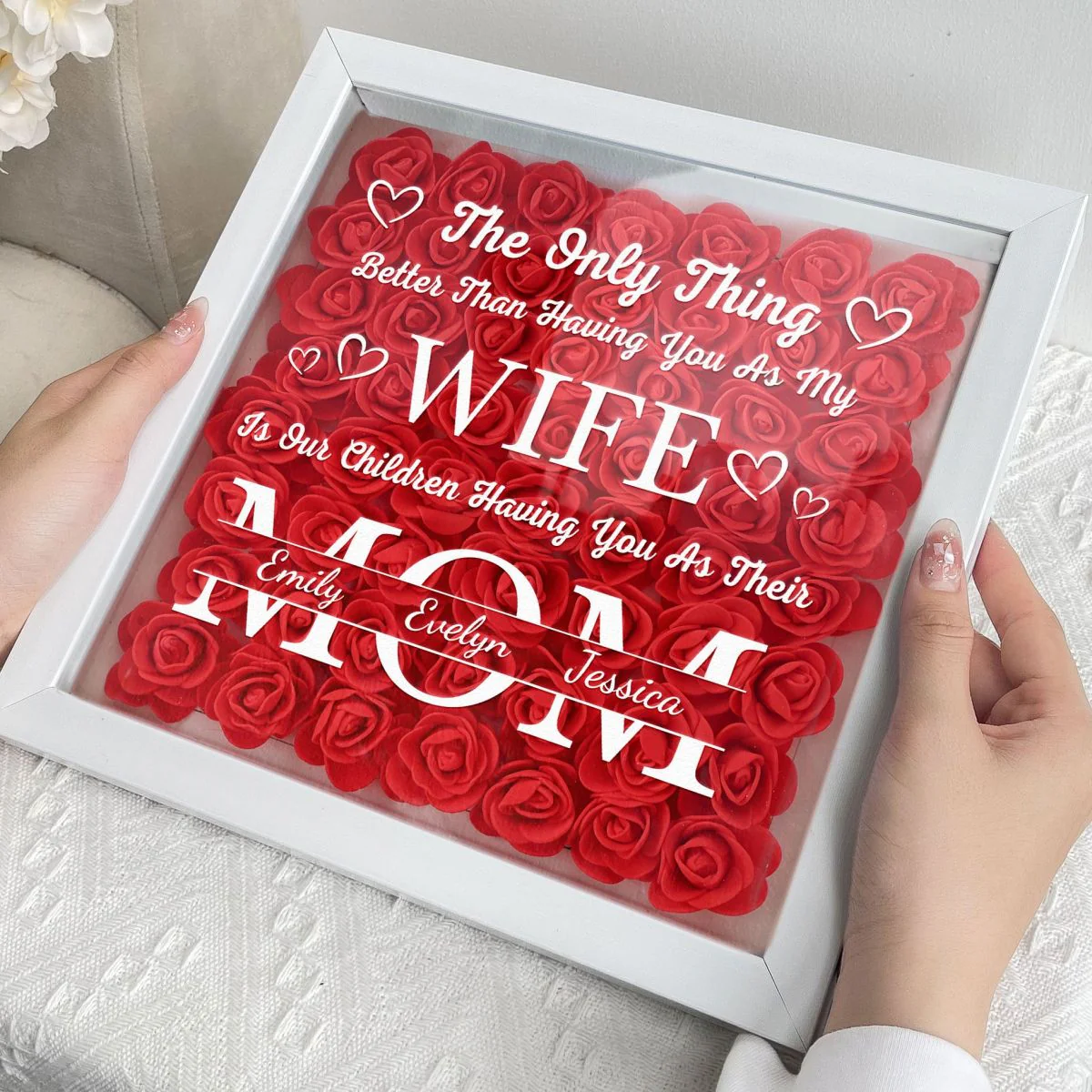 Having You As My Wife Mother's Day Gift - Personalized Flower Shadow Box With LED Light - Image 2
