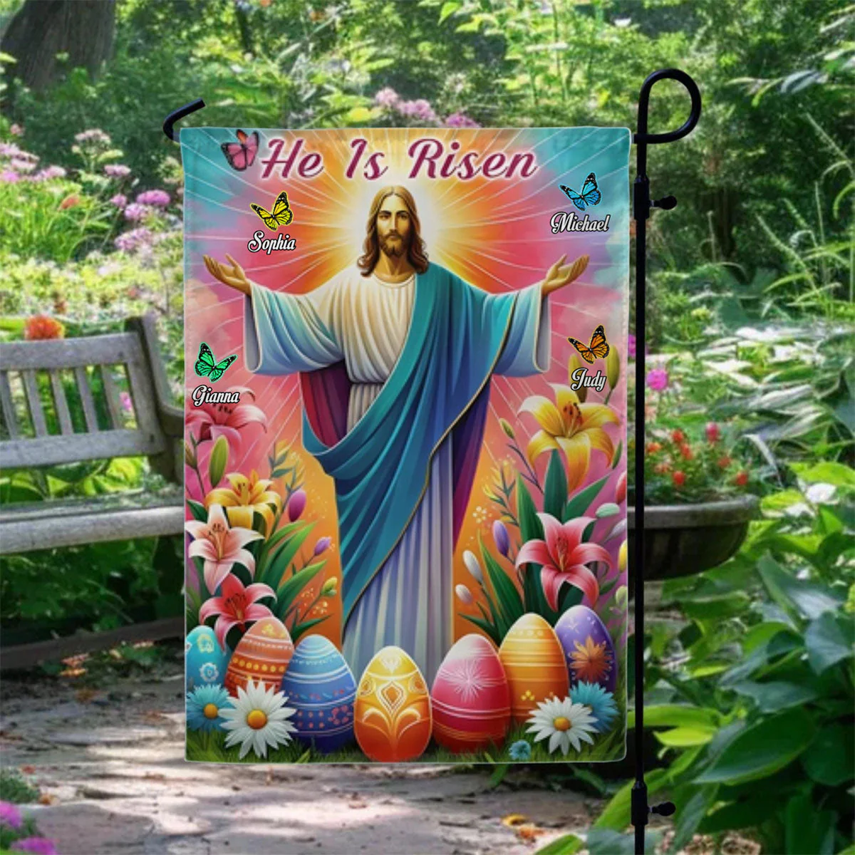 He Is Risen Resurrection of Jesus Easter Day Flag,God Sympathy Gifts-Loss Family - Image 5