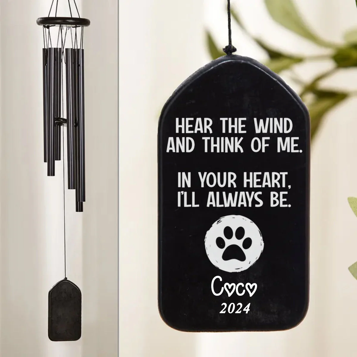 Hear The Wind And Think Of Me Dog Cat Memorial Personalized Wind Chimes - Image 2
