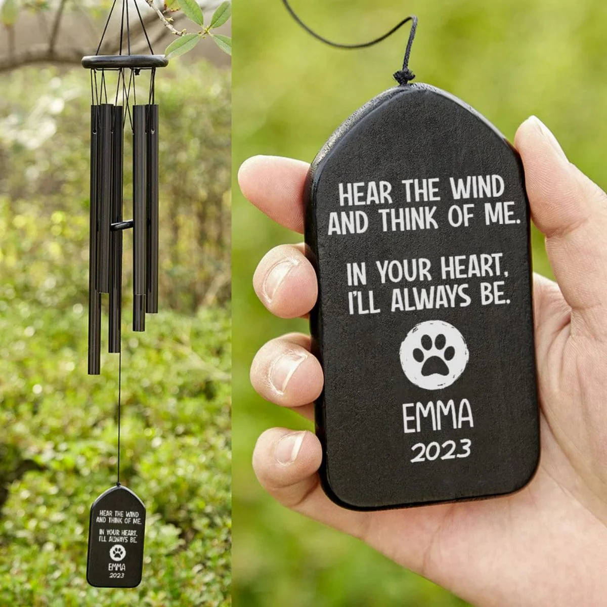 Hear The Wind And Think Of Me Dog Cat Memorial Personalized Wind Chimes - Image 3
