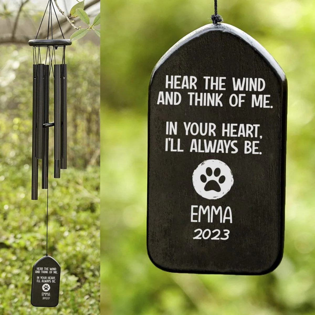 Hear The Wind And Think Of Me Dog Cat Memorial Personalized Wind Chimes - Image 4