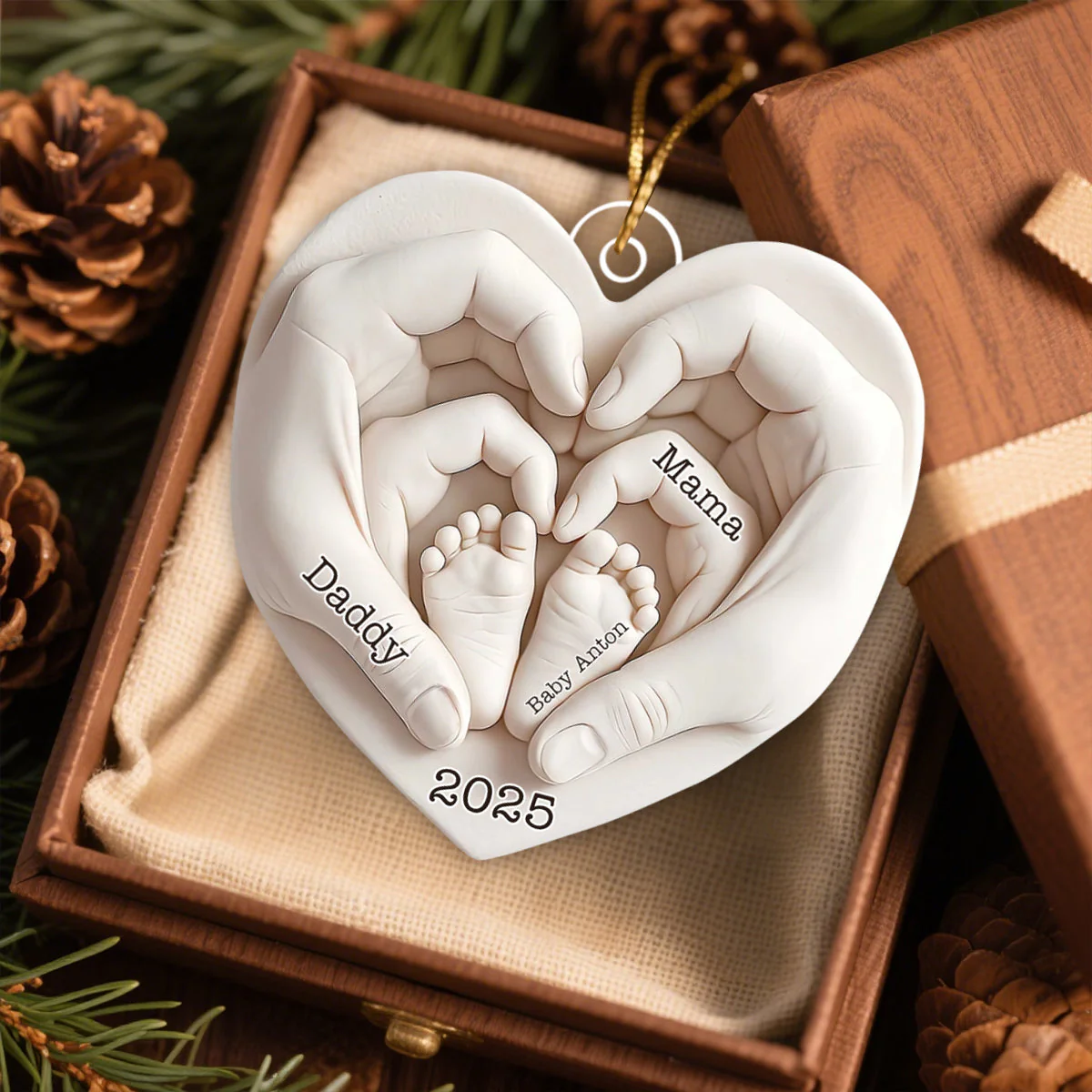 Heart Of Love Baby First Christmas Personalized Acrylic Ornament - Image 2