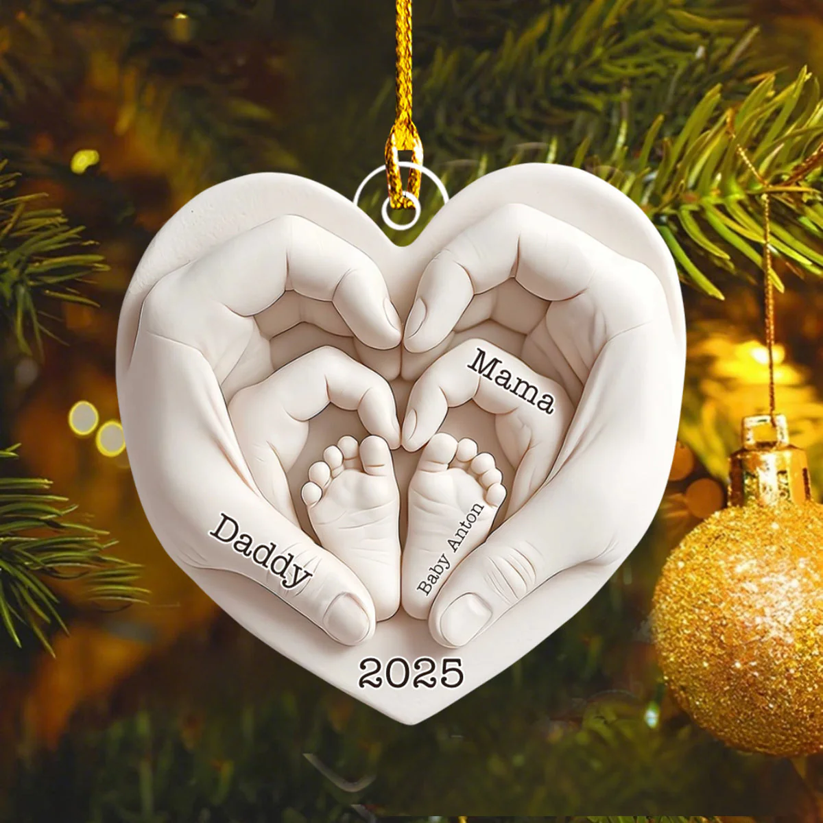 Heart Of Love Baby First Christmas Personalized Acrylic Ornament - Image 3