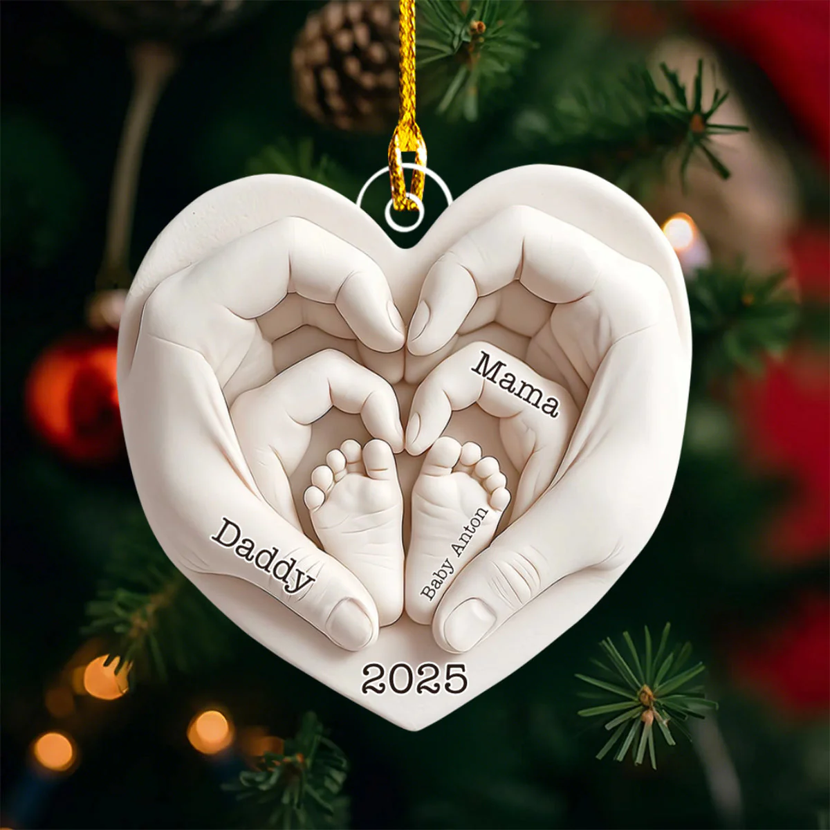 Heart Of Love Baby First Christmas Personalized Acrylic Ornament - Image 4