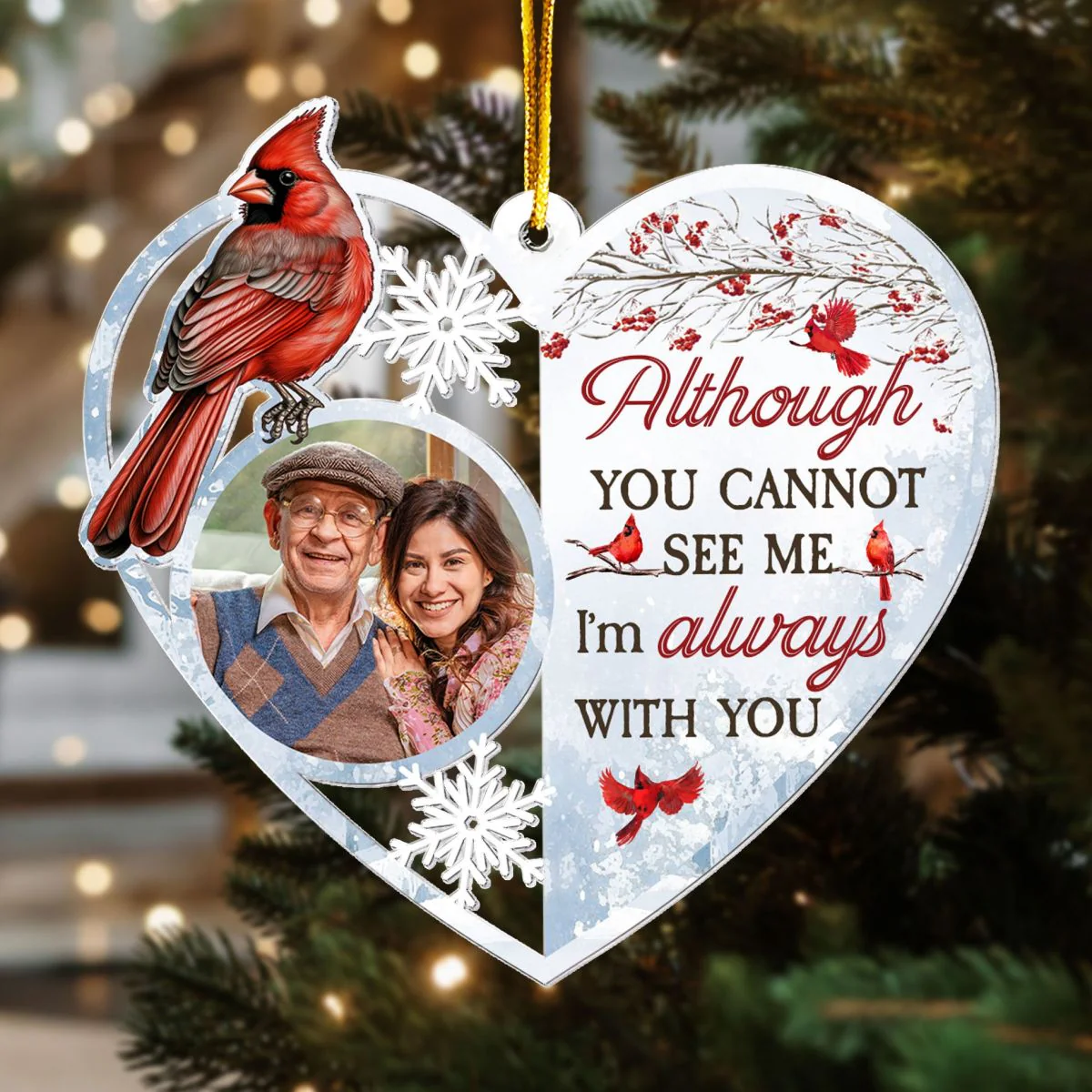 Heart Shaped I'm Always With You Personalized Acrylic Ornament - Image 4