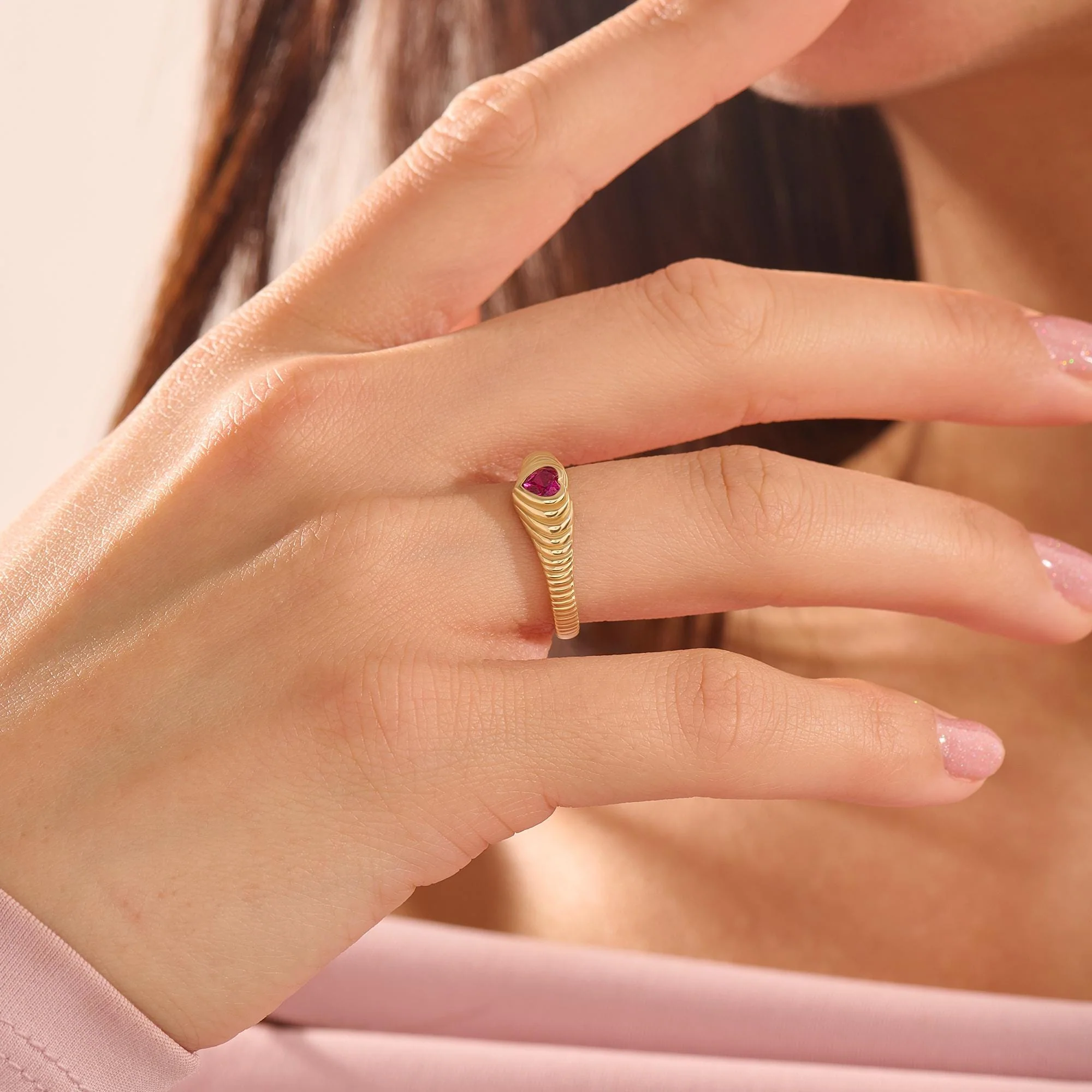 Heart-shaped Personalized Birthstone Ring - Image 2