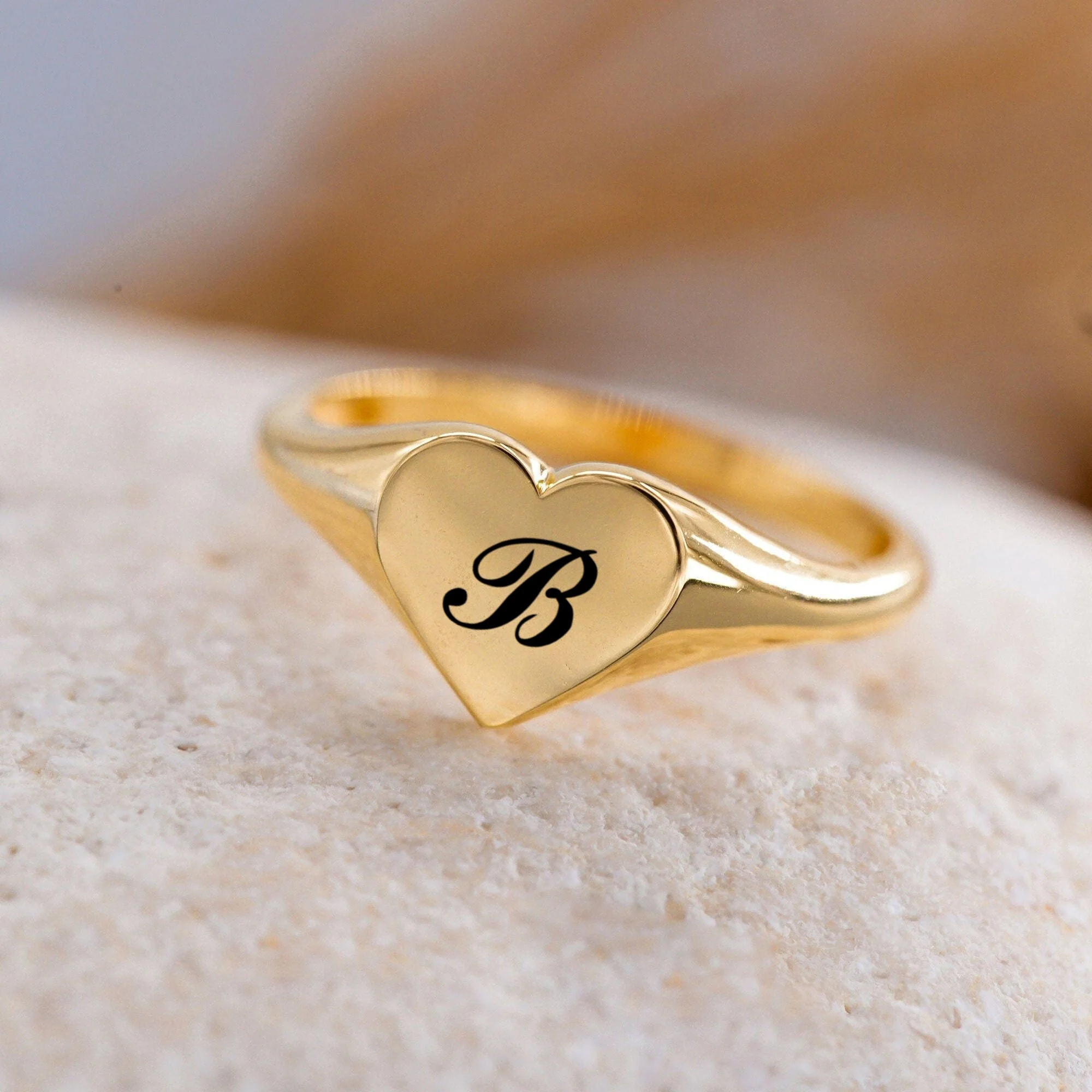 Heart-shaped Personalized Initial Ring - Image 2