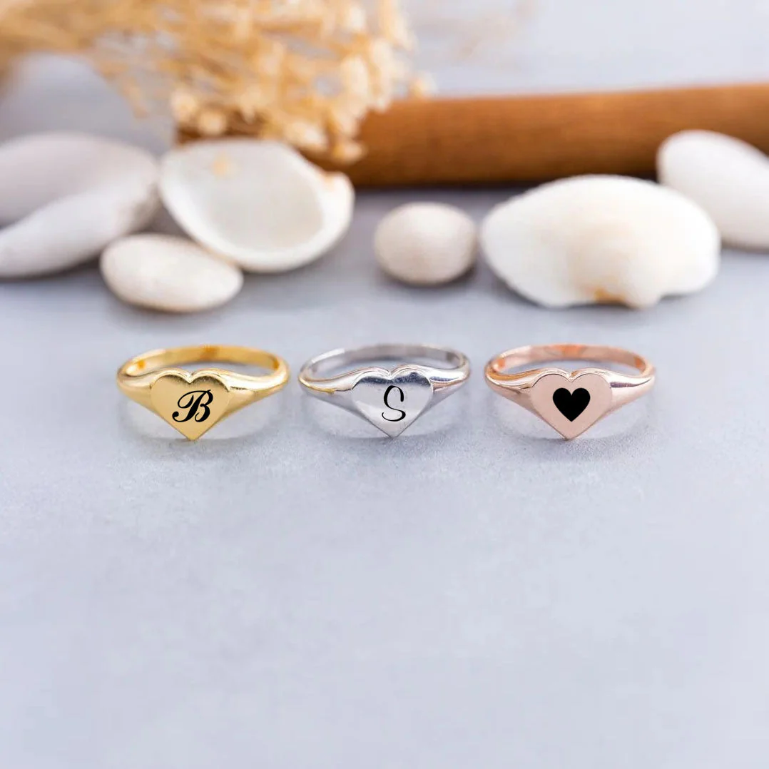 Heart-shaped Personalized Initial Ring - Image 4