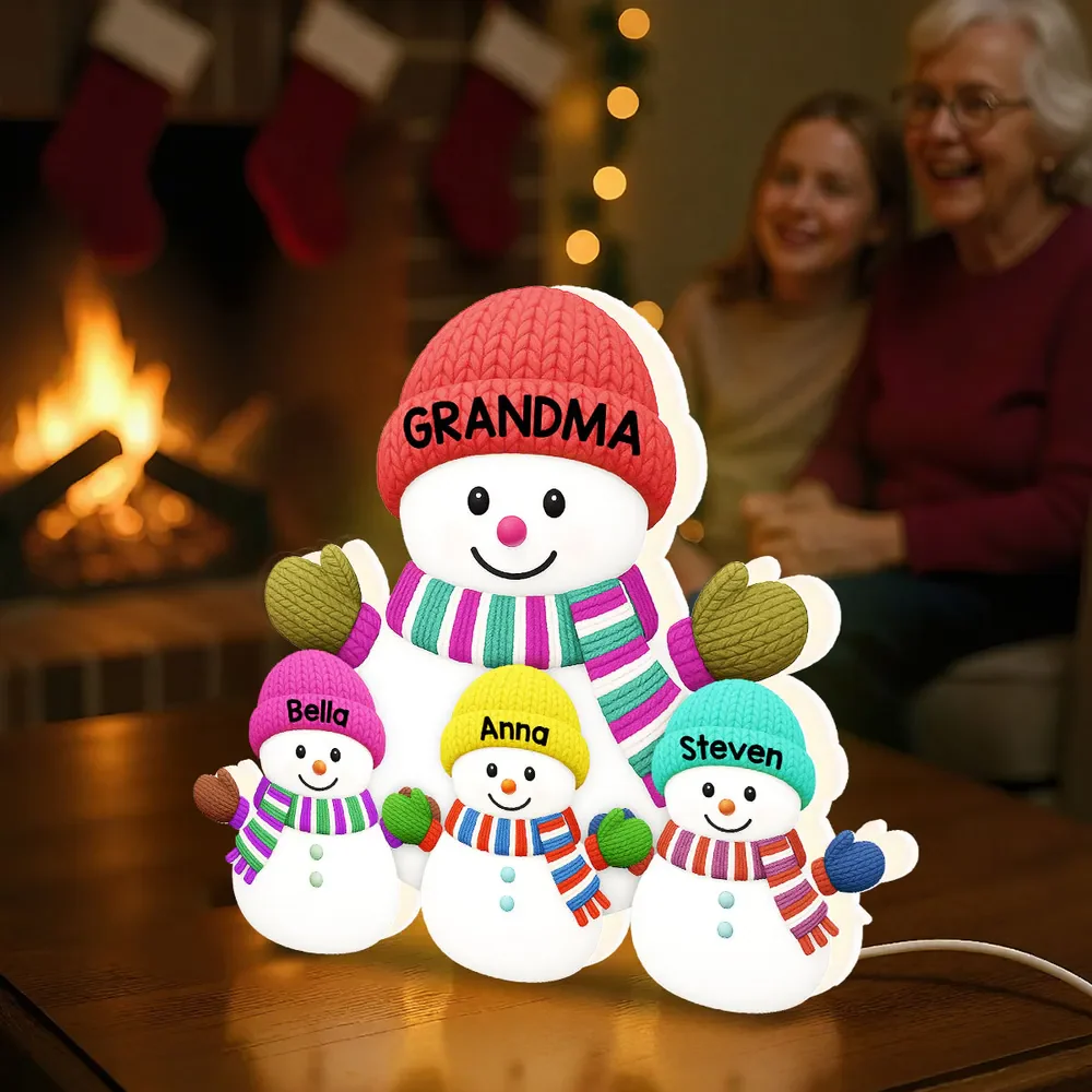 Heartwarming Christmas Grandma Grandkids Snowman Together - Personalized Light Box - Gift For Grandmas - Image 10