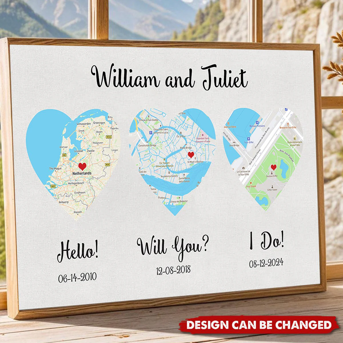 Hello - Will You - I Do - Standard Style - Personalized Map Poster - Image 2
