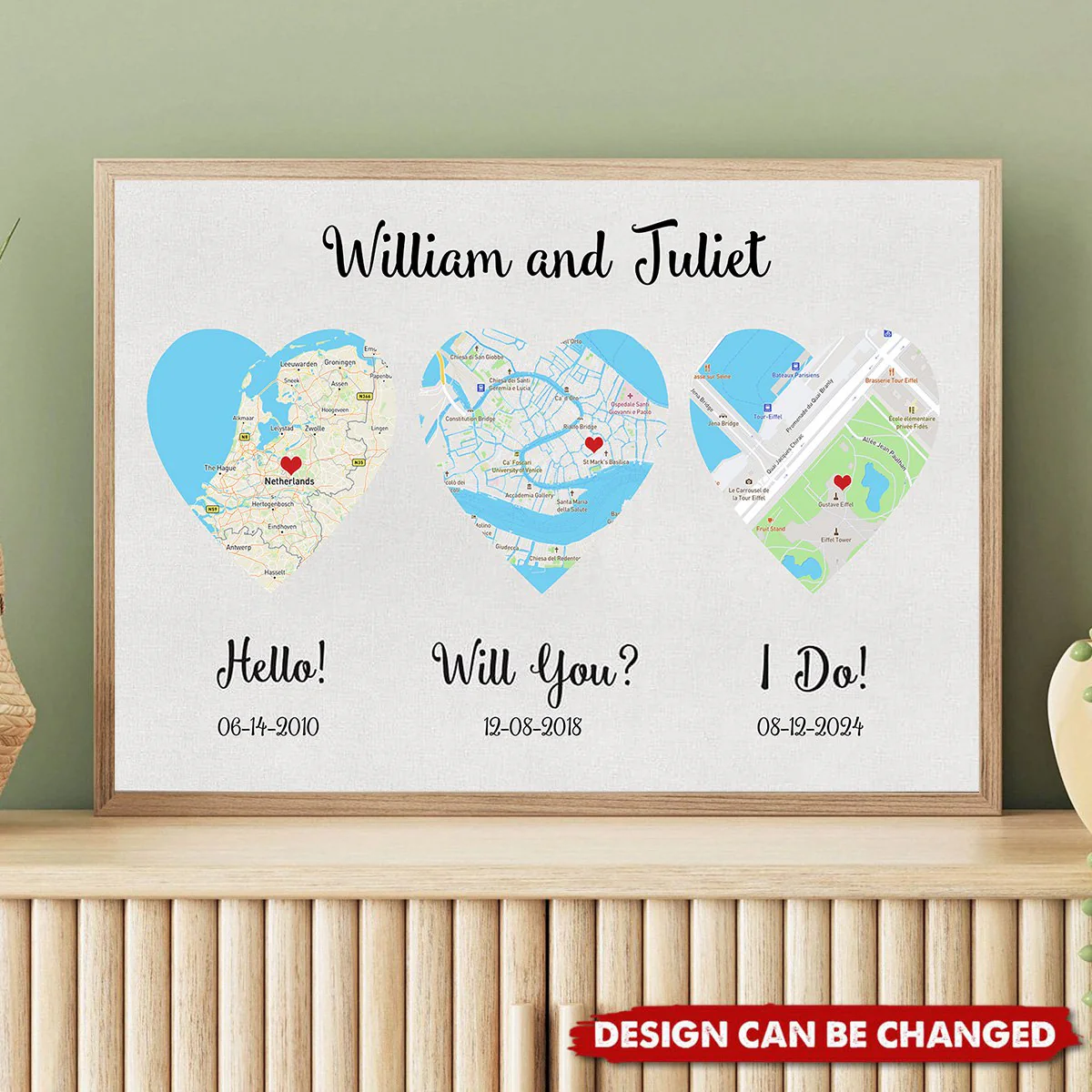 Hello - Will You - I Do - Standard Style - Personalized Map Poster - Image 3