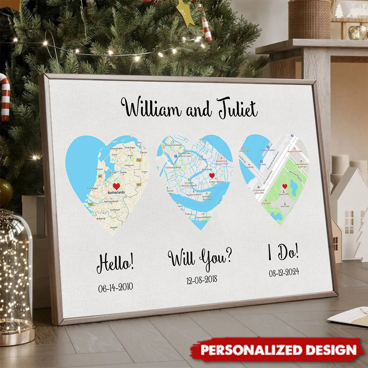 Hello - Will You - I Do - Standard Style - Personalized Map Poster - Image 5