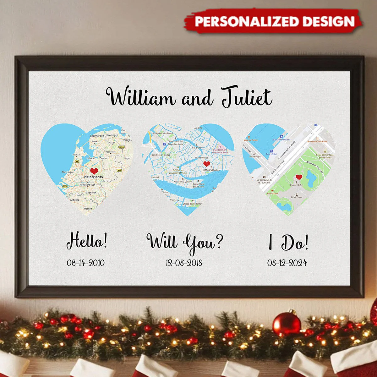 Hello - Will You - I Do - Standard Style - Personalized Map Poster - Image 6