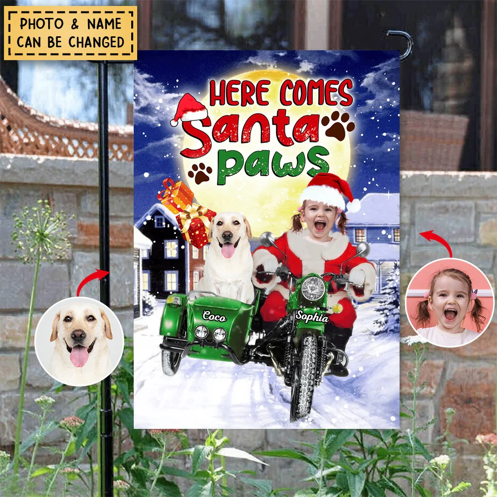 Here Comes Santa Paws Personalized Flag Christmas Gift Gift For Pet Lovers - Image 2