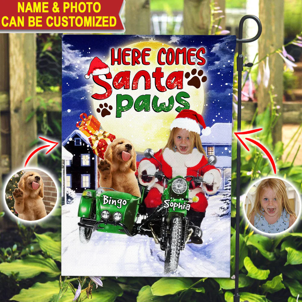 Here Comes Santa Paws Personalized Flag Christmas Gift Gift For Pet Lovers - Image 3