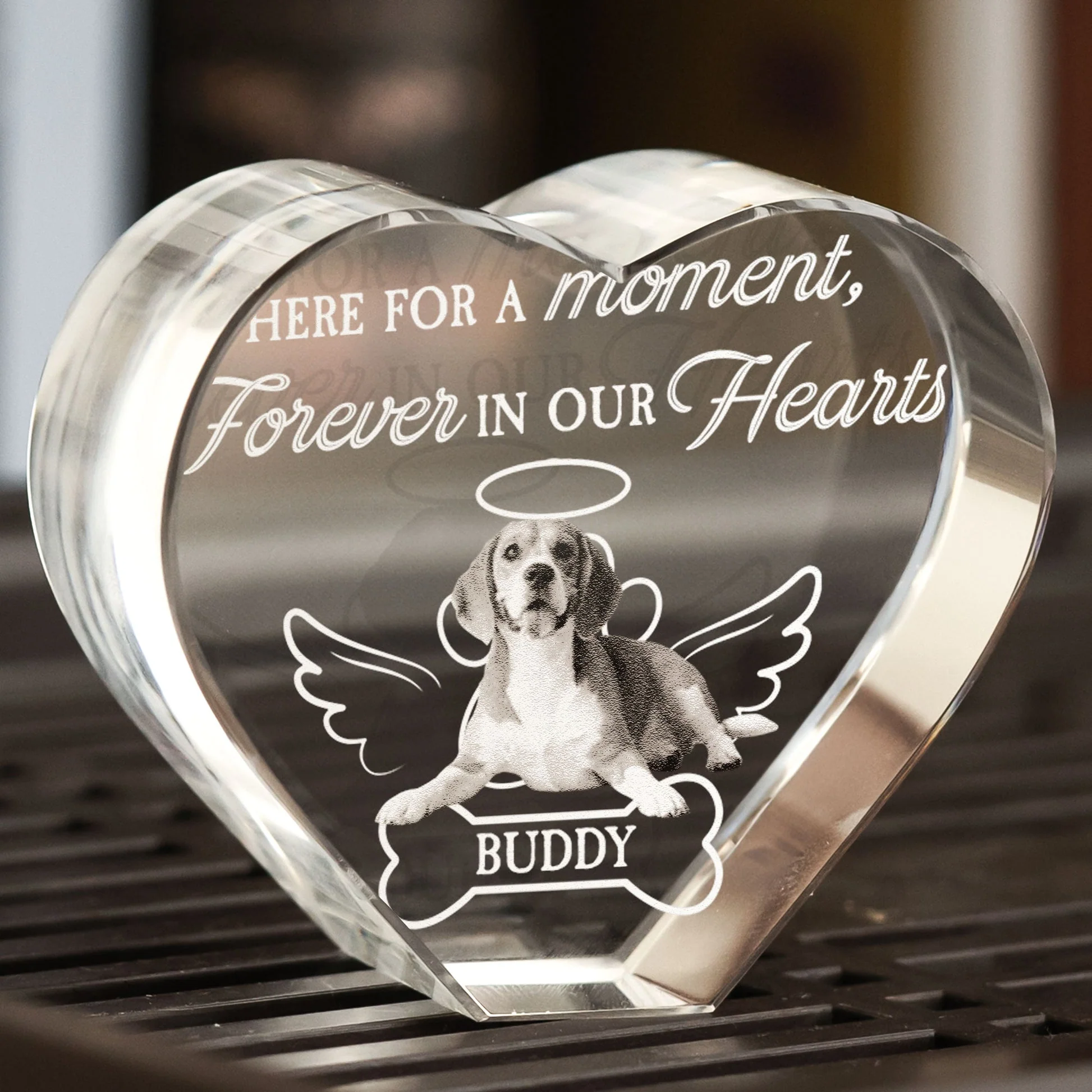 Here For A Moment, Forever In Our Hearts personalized Dog Plaque - Image 3