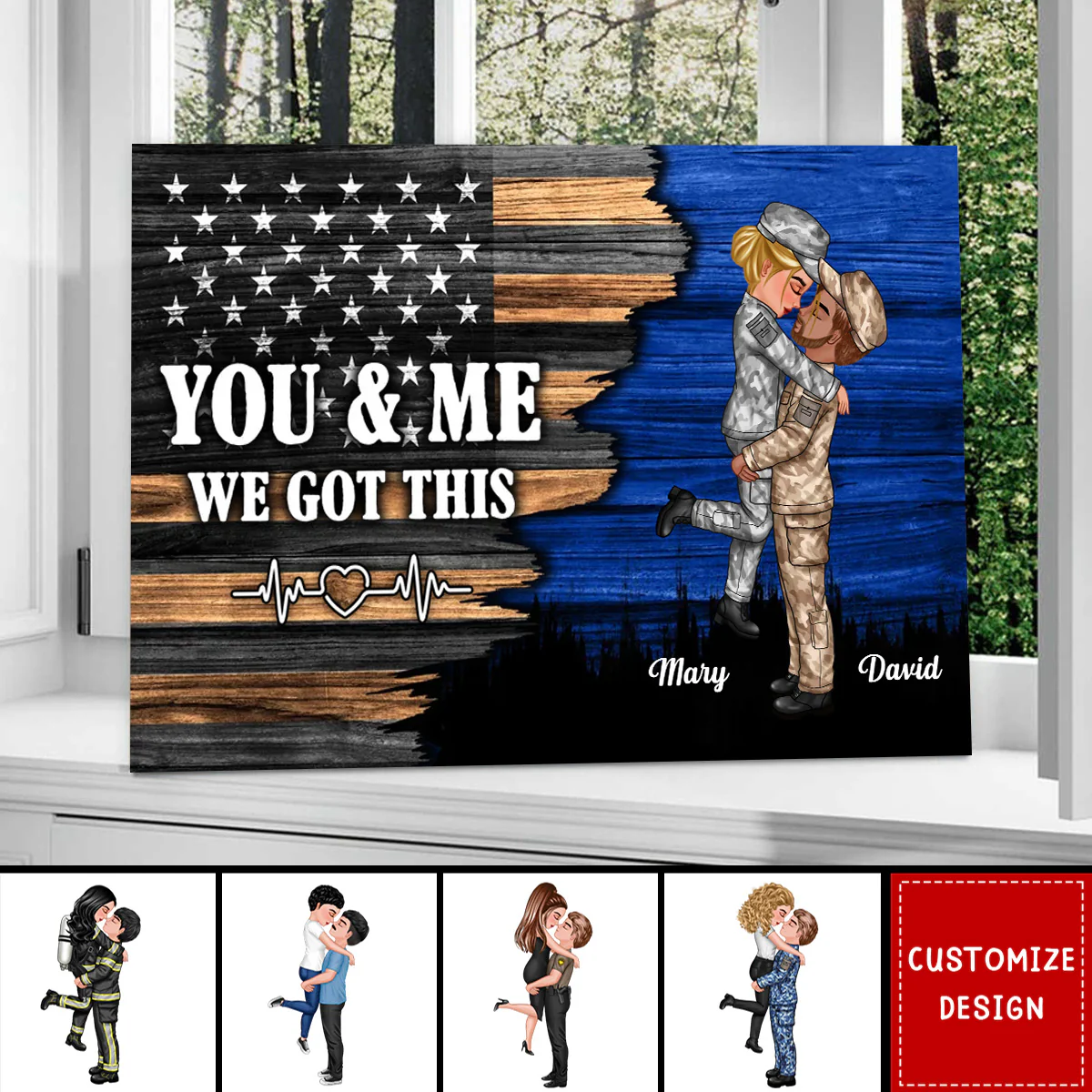 Hero Couple Nation Flag Gift by Occupation Personalized Poster, Anniversary Gift for Couple - Image 2