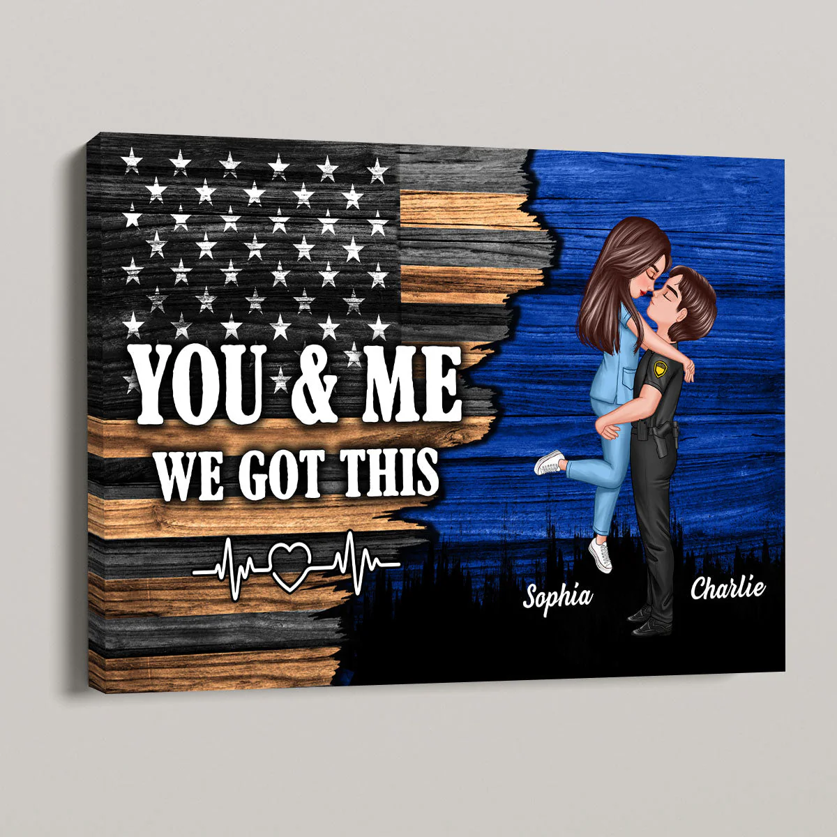 Hero Couple Nation Flag Gift by Occupation Personalized Poster, Anniversary Gift for Couple - Image 3