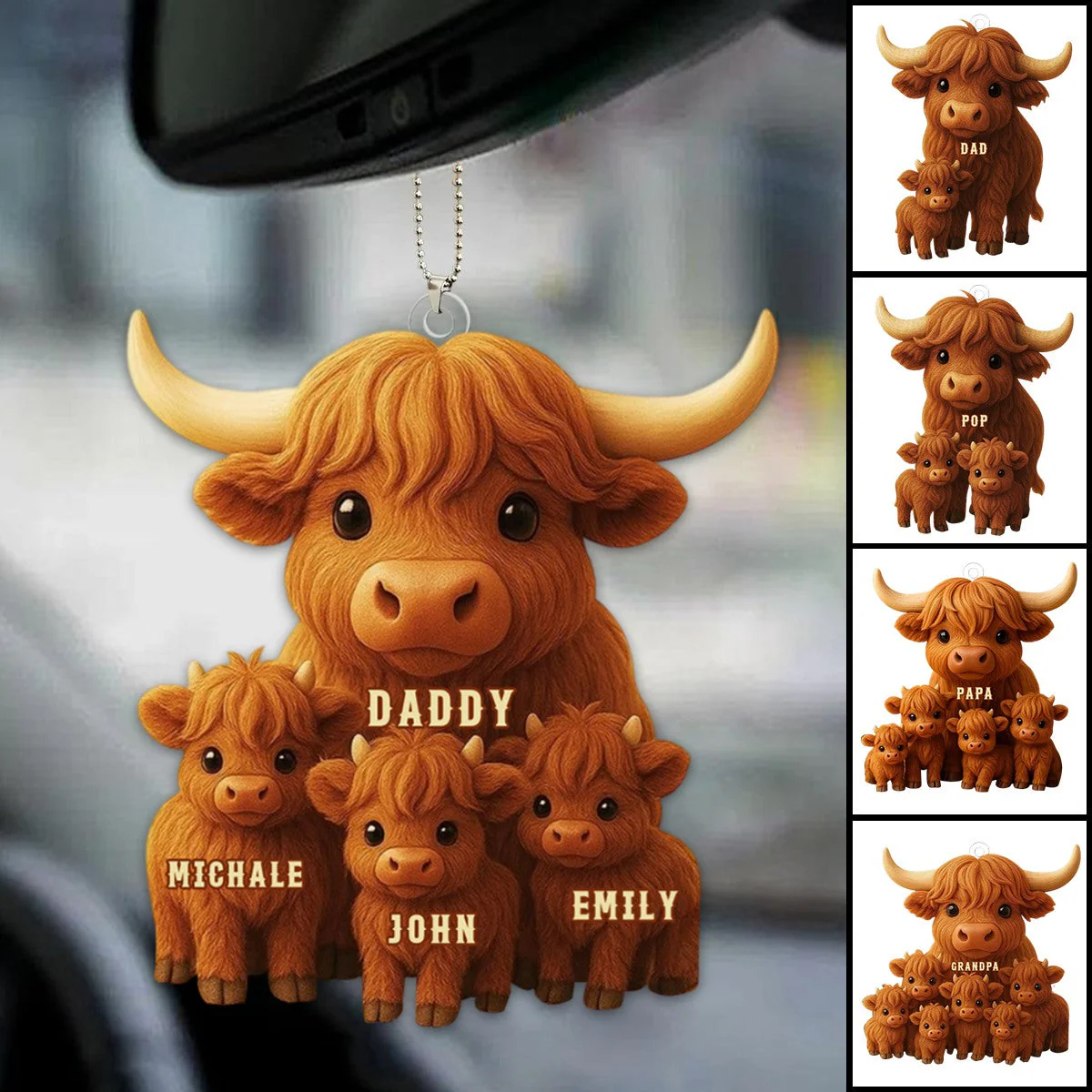 Highland Cow Dad Acrylic Ornament Personalized Gifts For Dad - Image 4