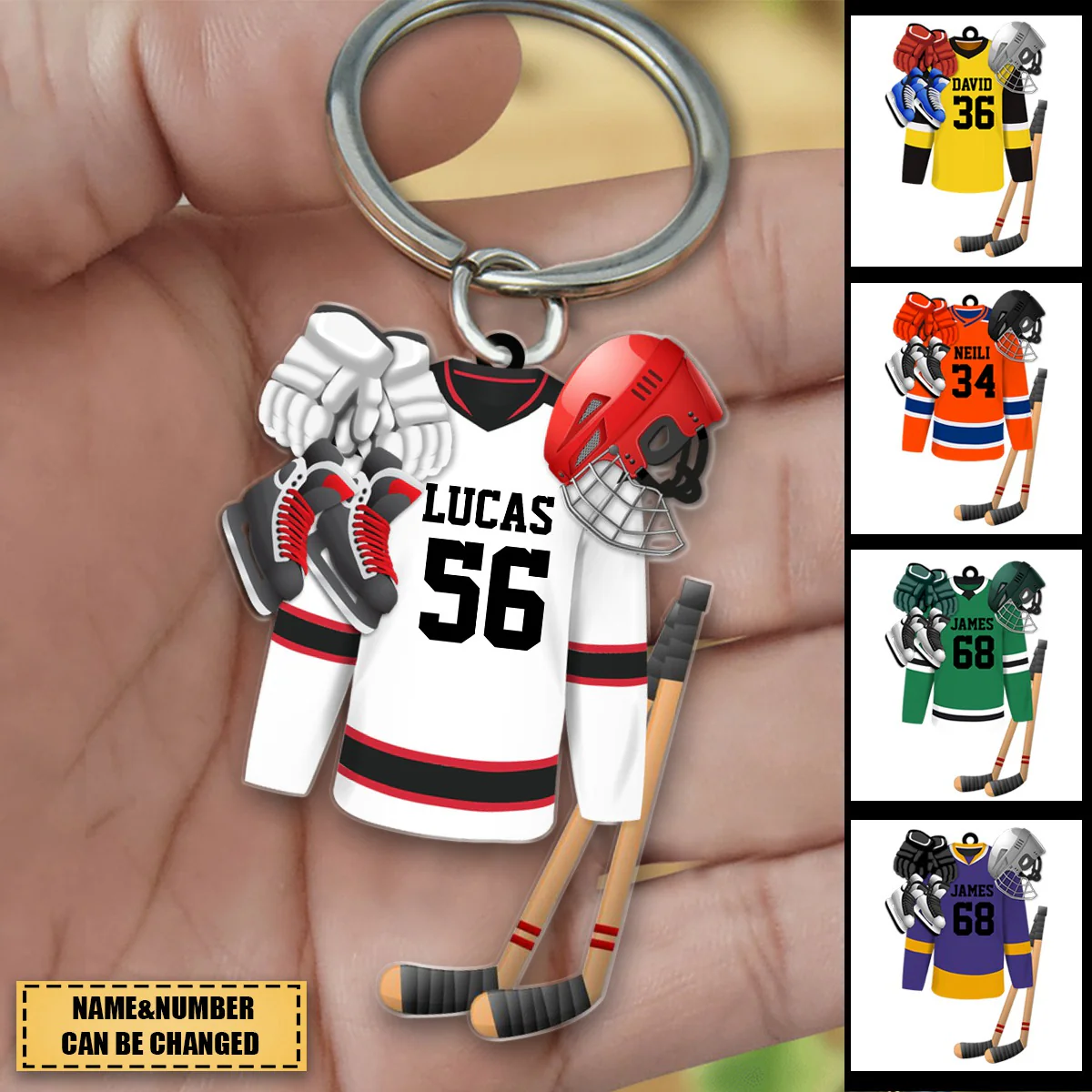 Hockey Apparel and Equipment Personalized Christmas Acrylic Keychain - Image 2