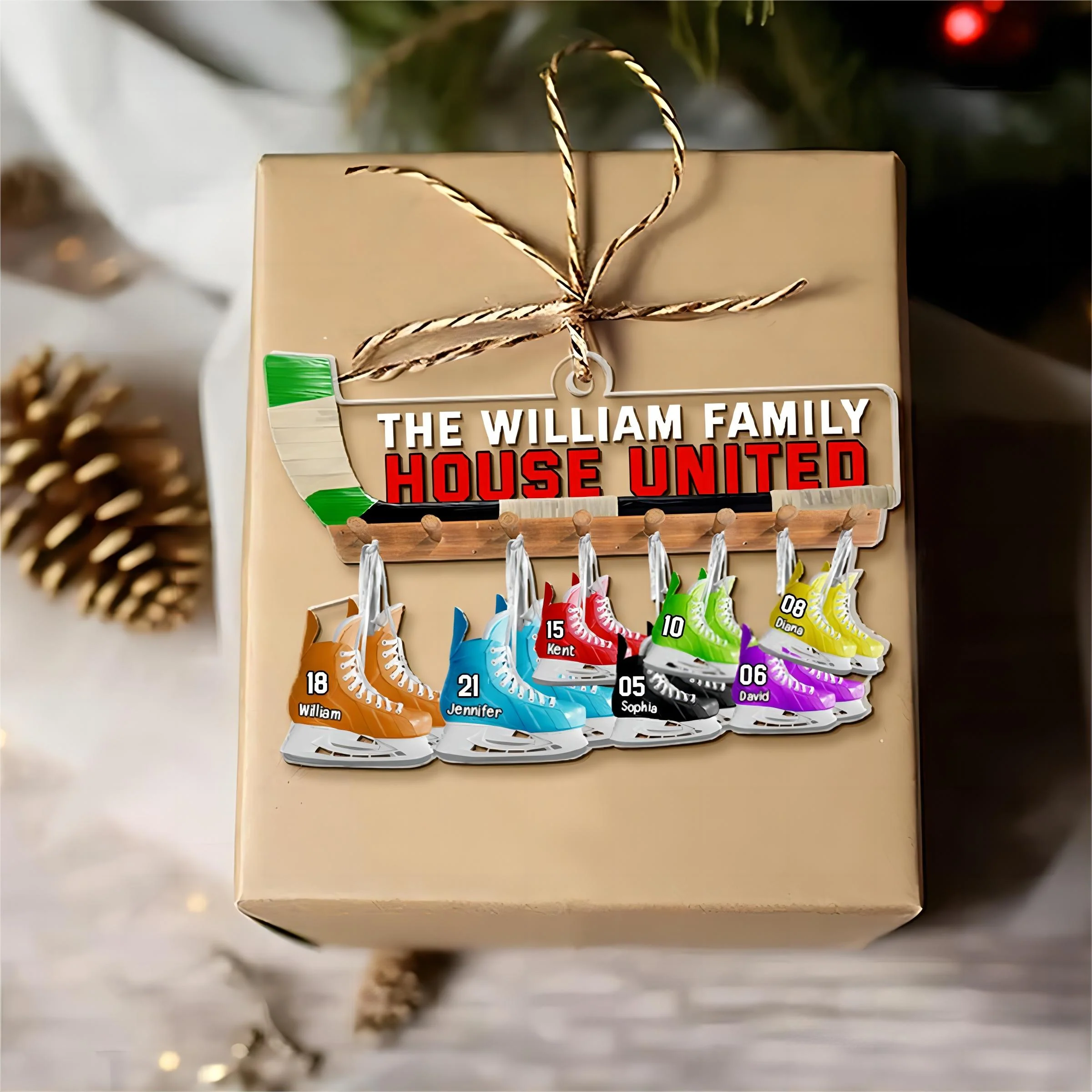 Hockey Family Roller Skates Personalized Christmas Acrylic Ornament - Image 3