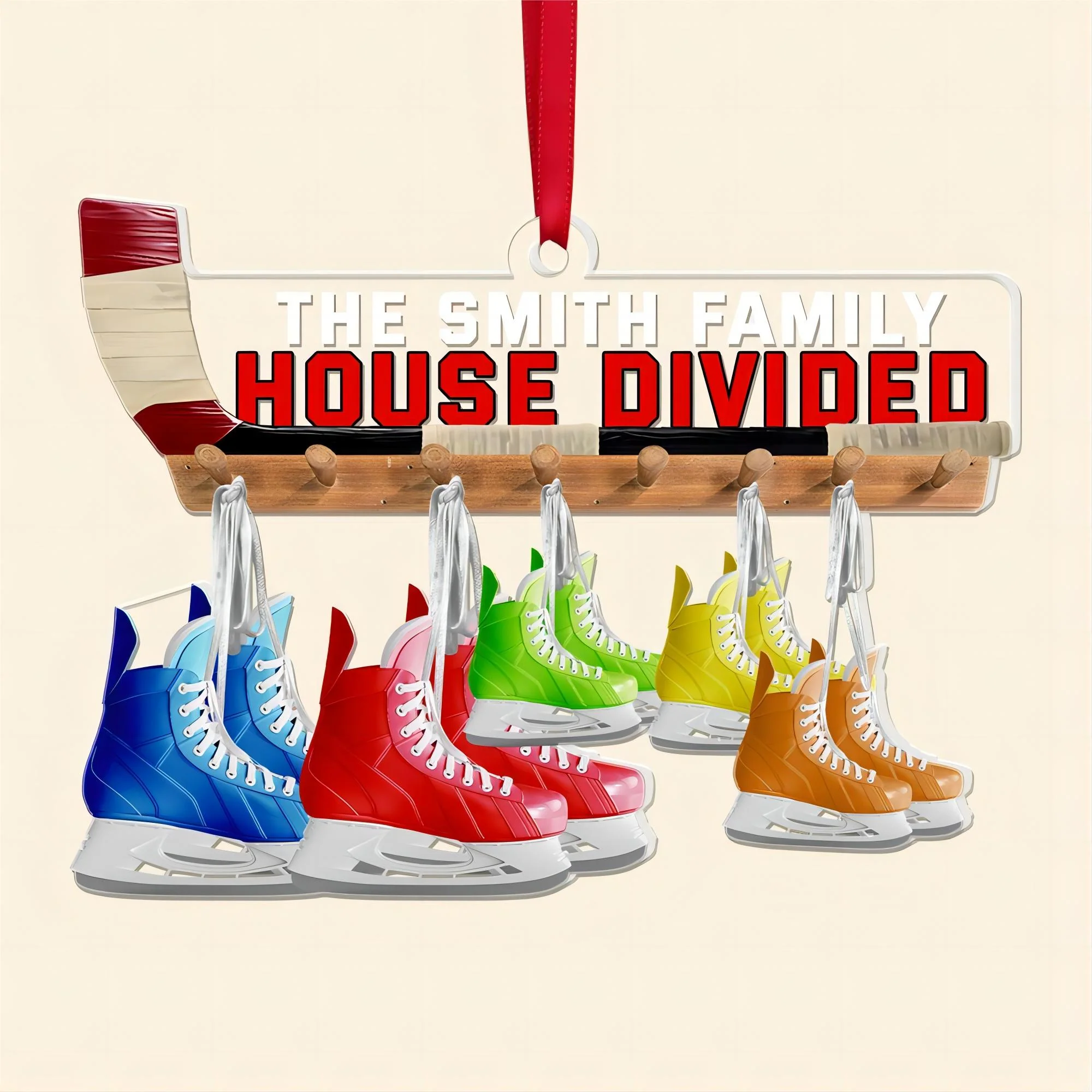 Hockey Family Roller Skates Personalized Christmas Acrylic Ornament - Image 4