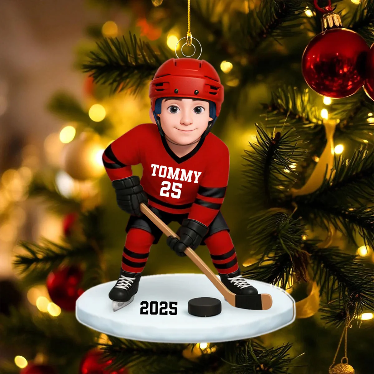 Hockey Girl Boy - Personalized Acrylic Ornament - Christmas Gift for Daughter Son - Image 3