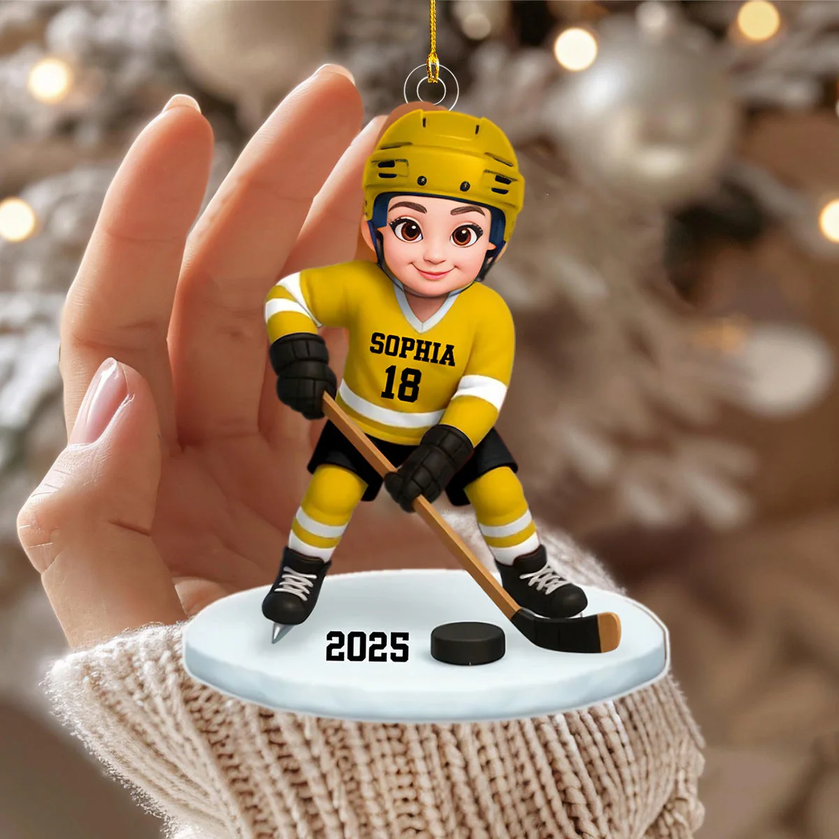 Hockey Girl Boy - Personalized Acrylic Ornament - Christmas Gift for Daughter Son - Image 4