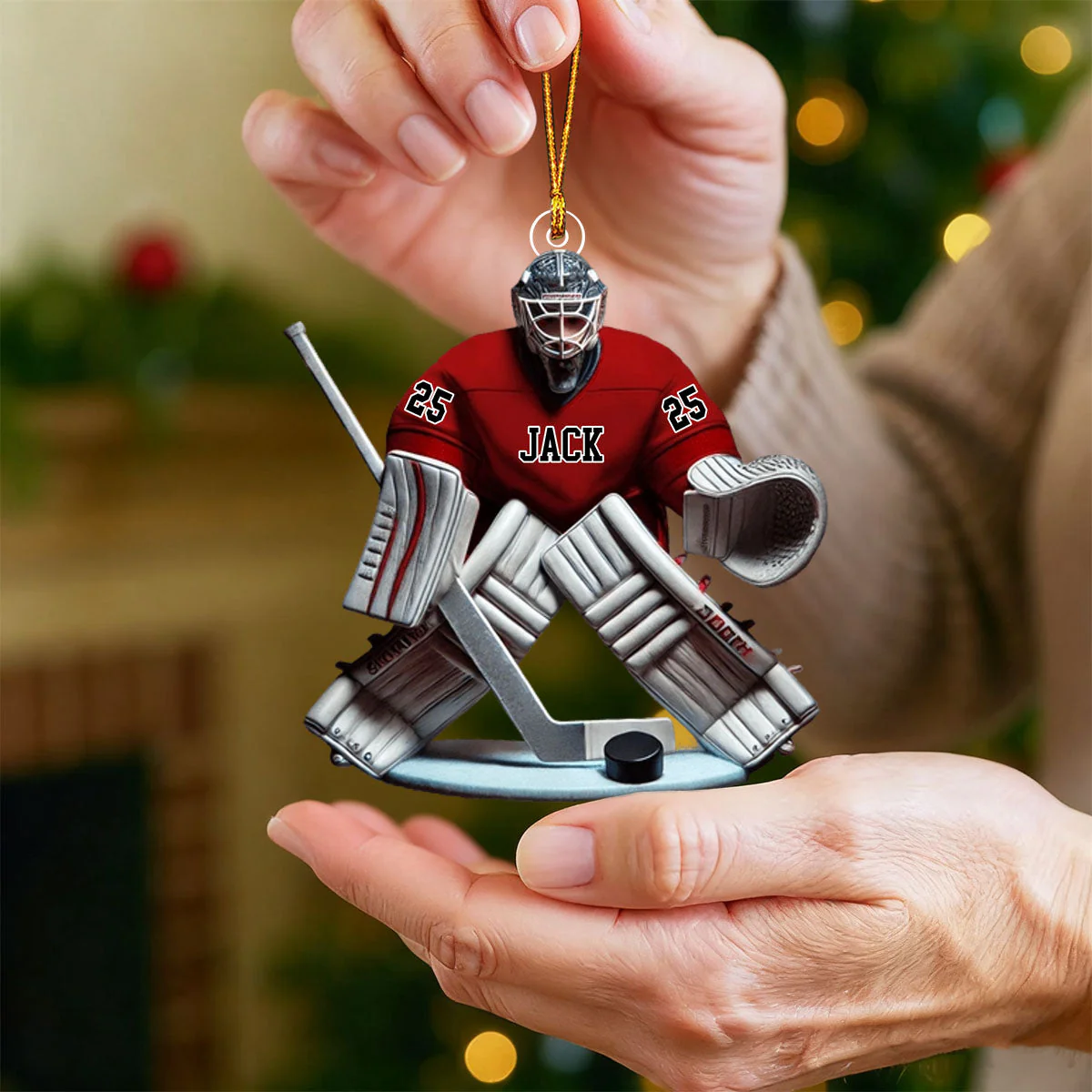 Hockey Goalie Christmas Ornament, Personalized Ornament - Image 3