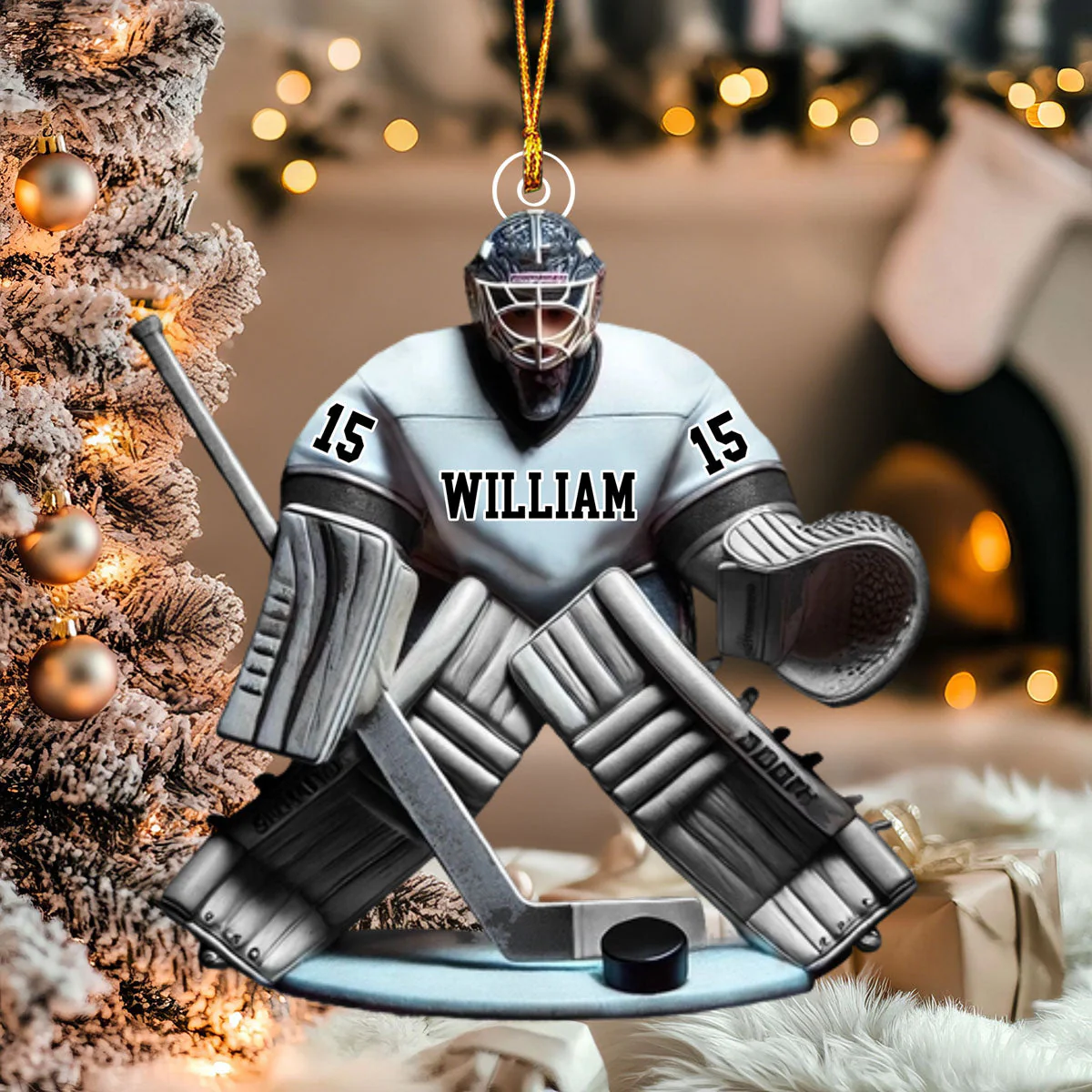 Hockey Goalie Christmas Ornament, Personalized Ornament - Image 7