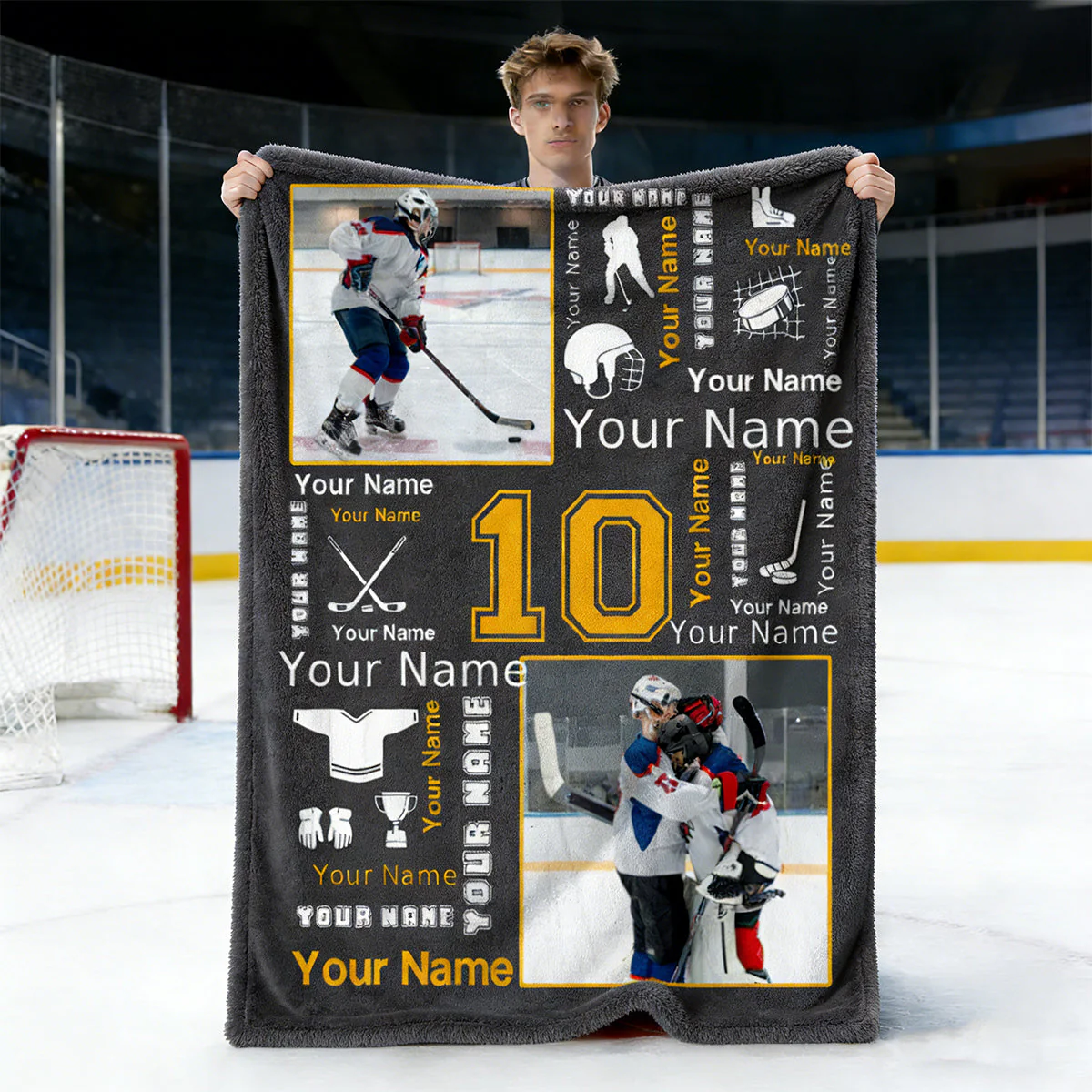 Hockey Name Blanket Personalized With Photo, Custom Gifts For Hockey Player, Field Hockey Gifts - Image 2