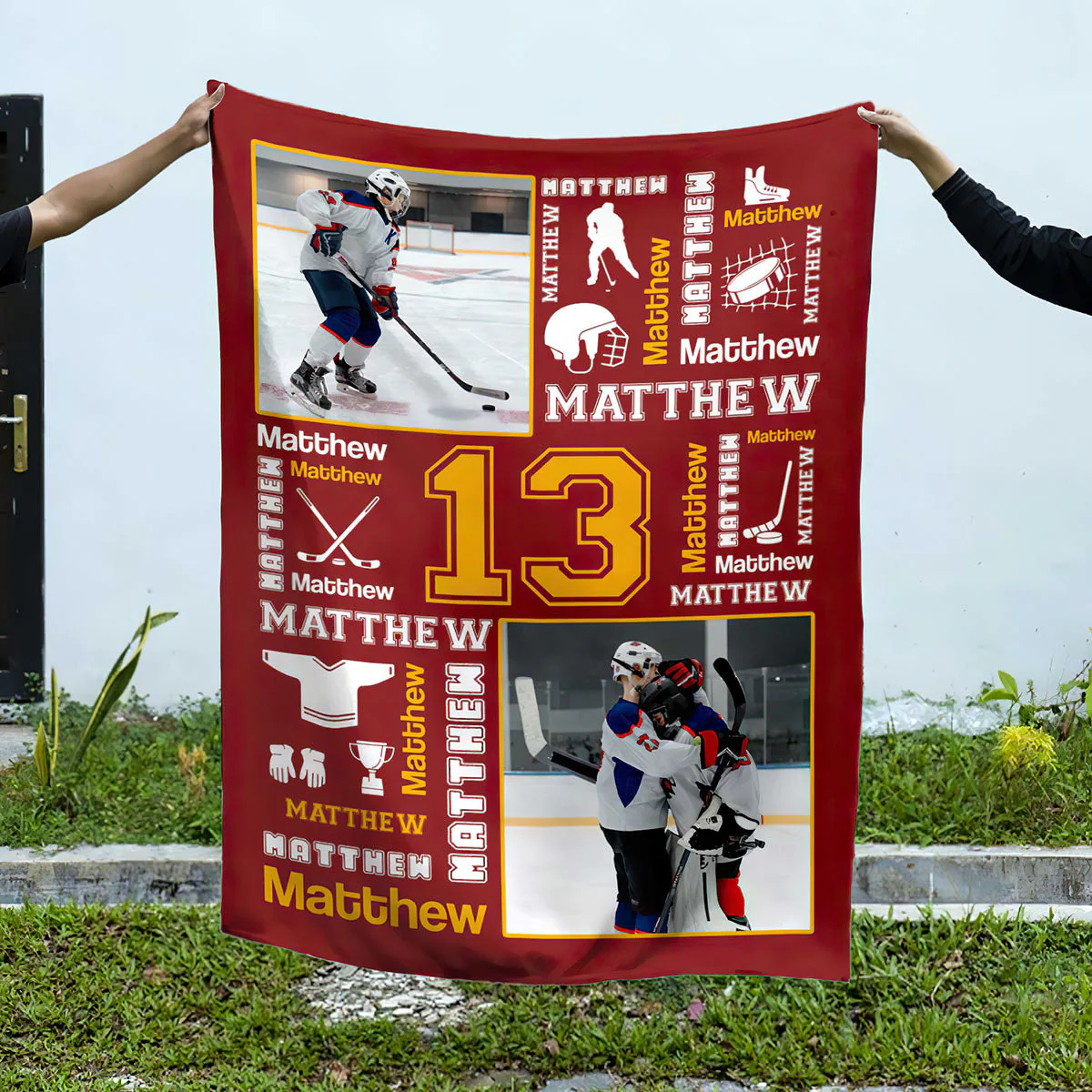 Hockey Name Blanket Personalized With Photo, Custom Gifts For Hockey Player, Field Hockey Gifts - Image 3