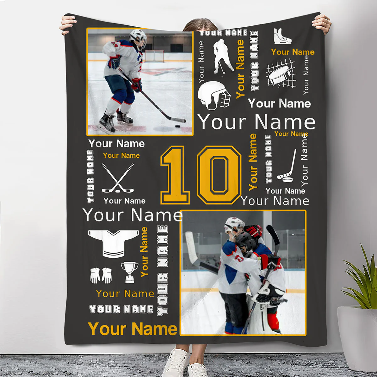 Hockey Name Blanket Personalized With Photo, Custom Gifts For Hockey Player, Field Hockey Gifts - Image 4