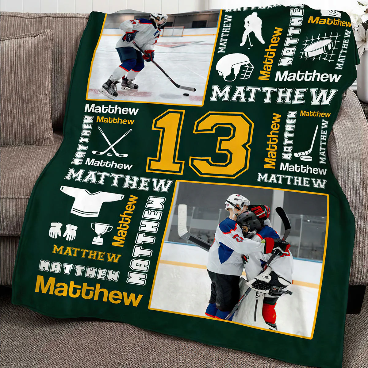 Hockey Name Blanket Personalized With Photo, Custom Gifts For Hockey Player, Field Hockey Gifts - Image 6