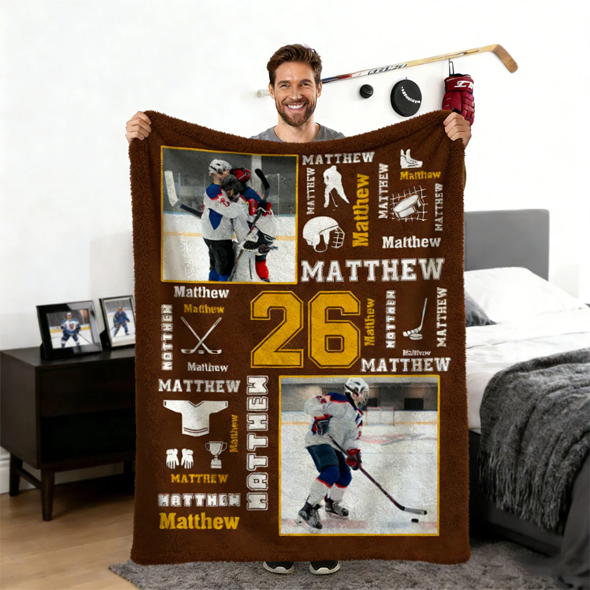 Hockey Name Blanket Personalized With Photo, Custom Gifts For Hockey Player, Field Hockey Gifts - Image 7